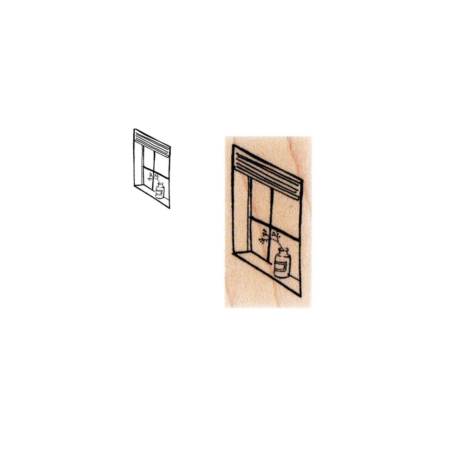 Window with Houseplant Rubber Stamp