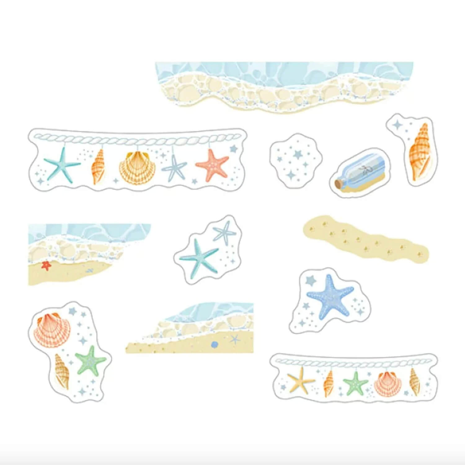 World Craft Kirakira Clear Flake Stickers – Beach & Shell