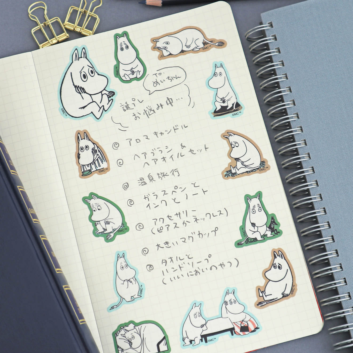 World Craft Moomin Face Flake Stickers – Thinking