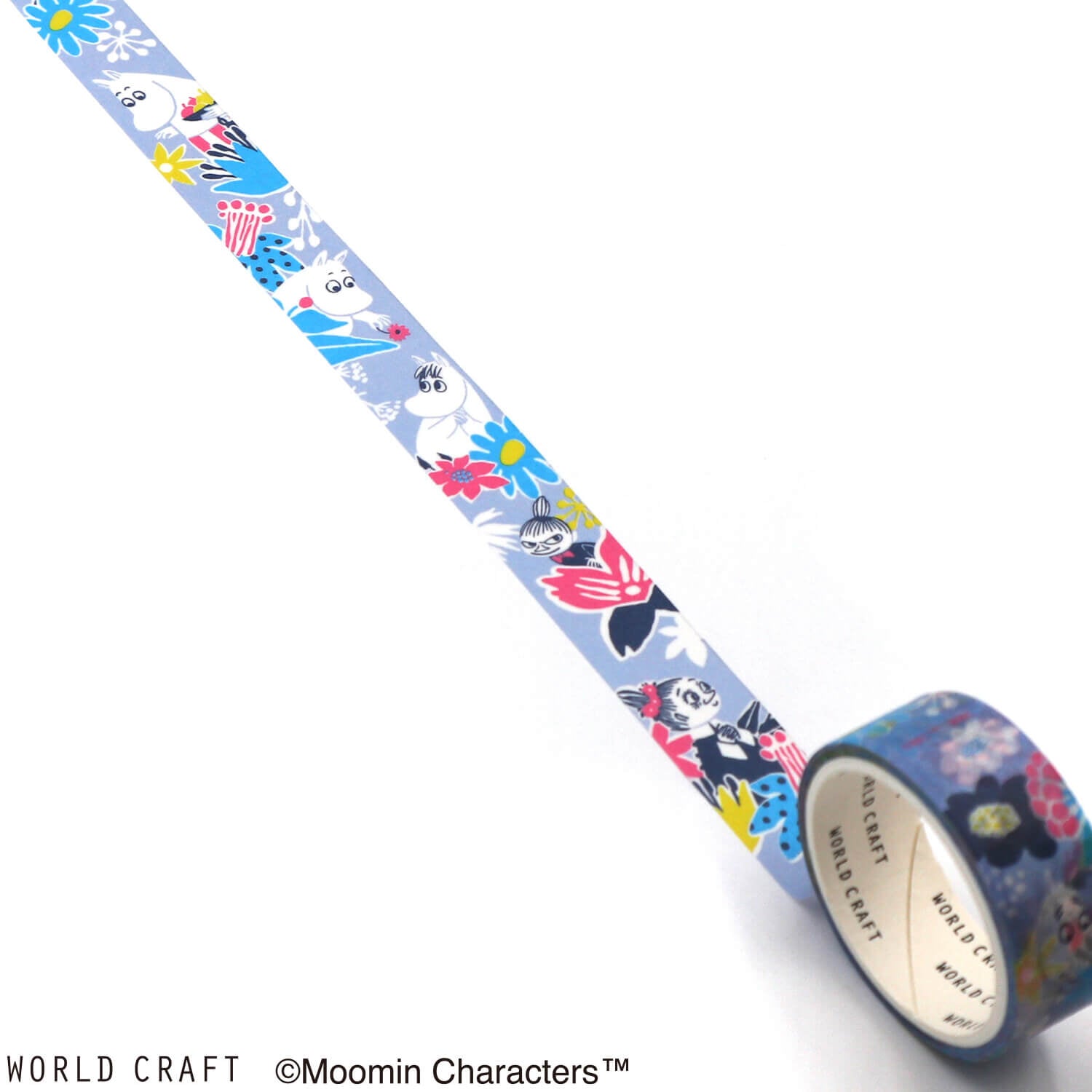 World Craft Moomin Washi Tape – Flower Blue (Vertical)