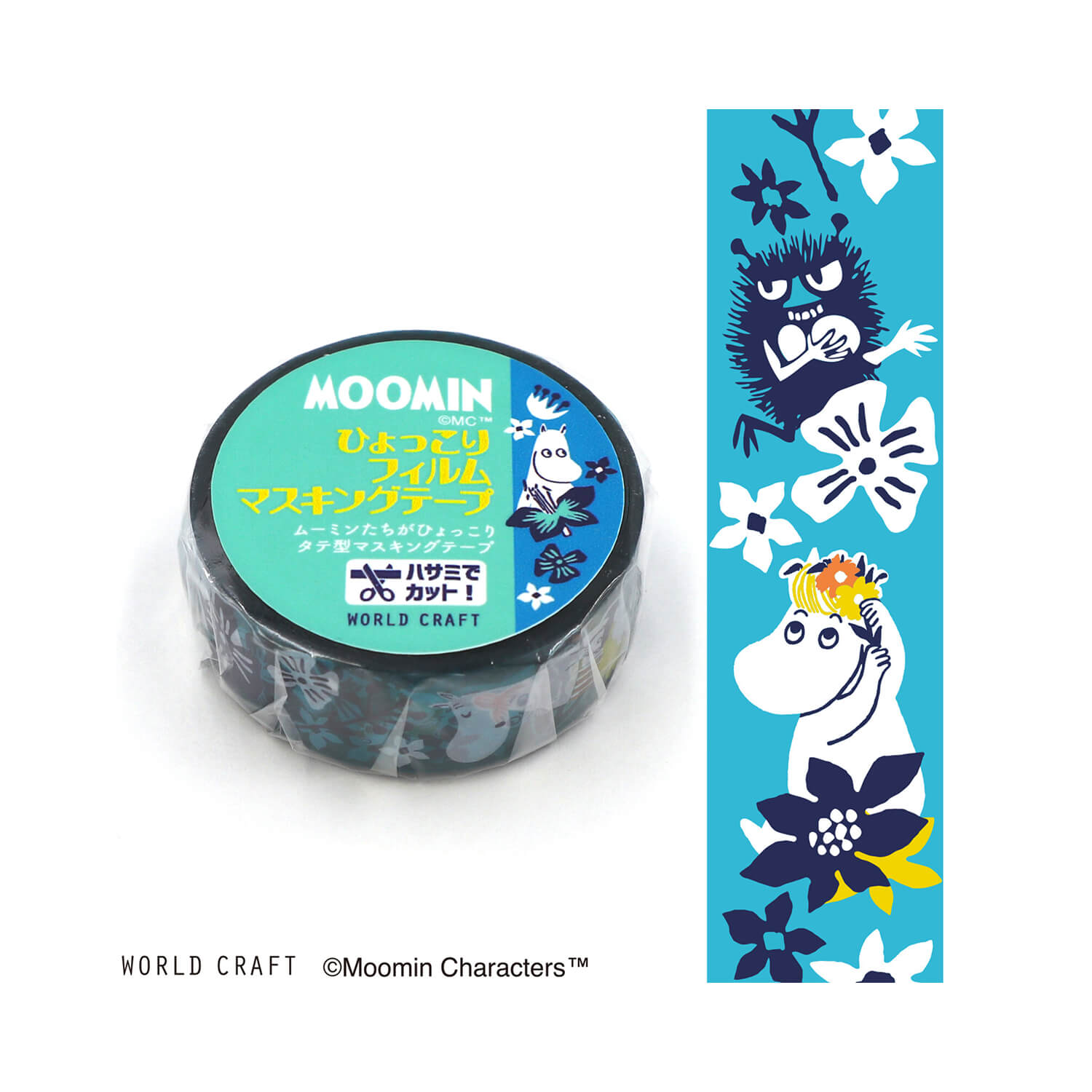 World Craft x Moomin Clear Tape – Flower Blue