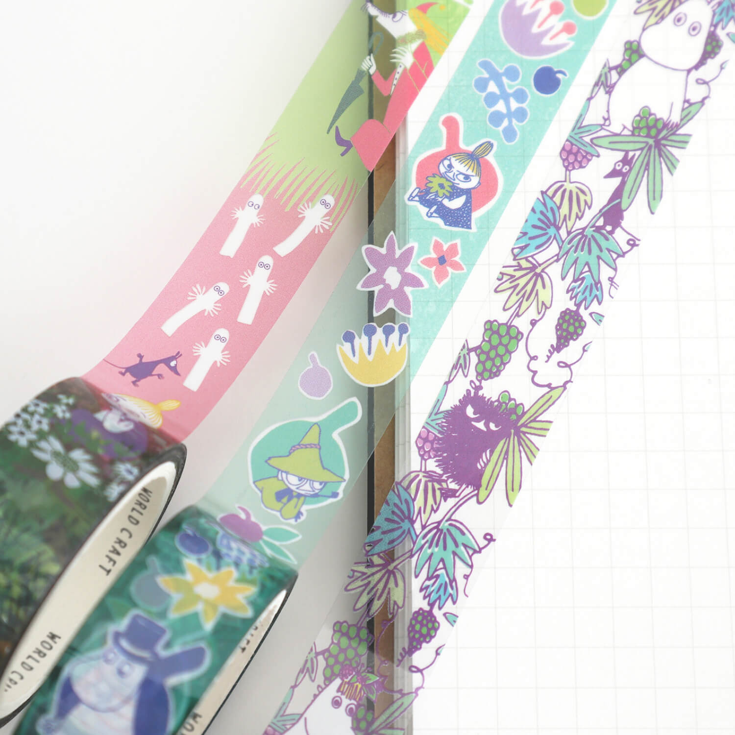 World Craft x Moomin Clear Tape – Flower Light Green
