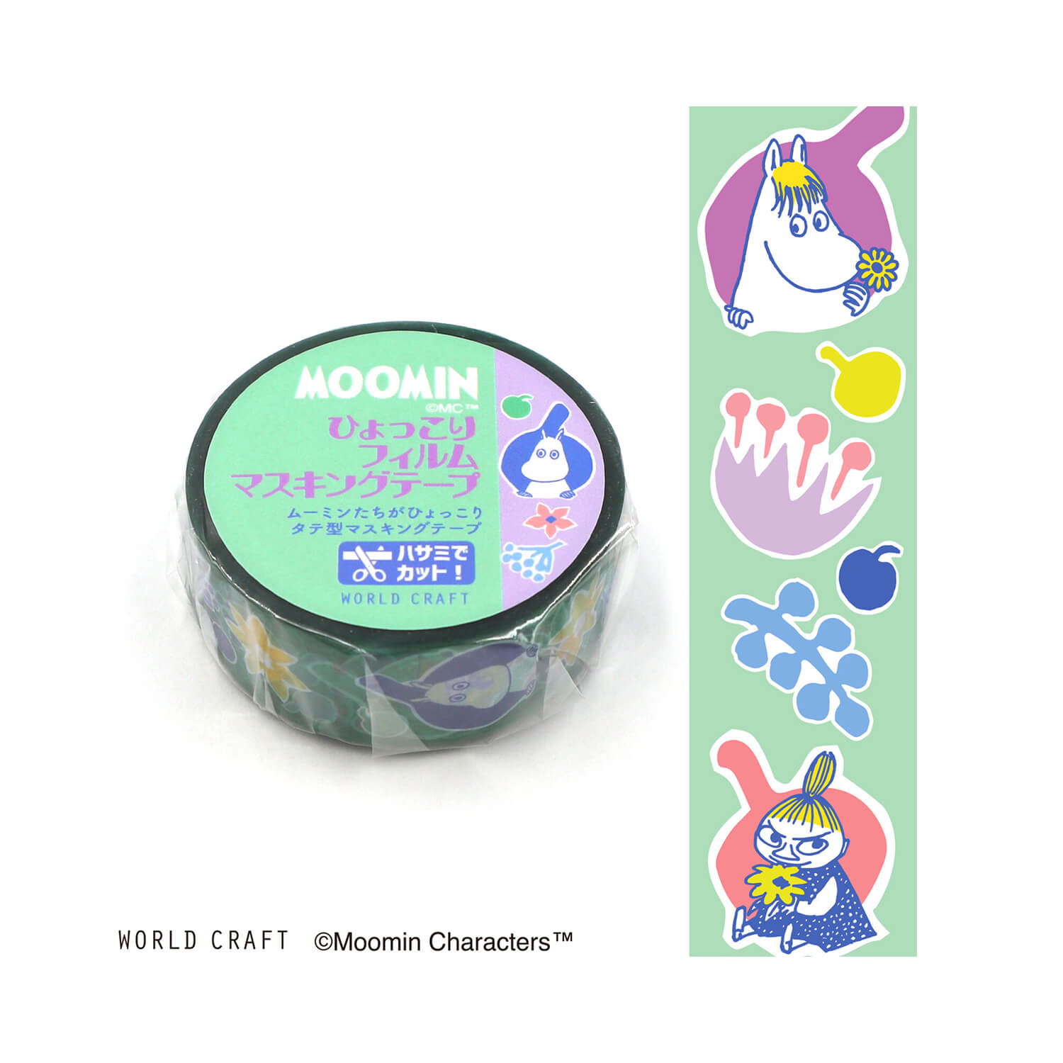 World Craft x Moomin Clear Tape – Flower Light Green