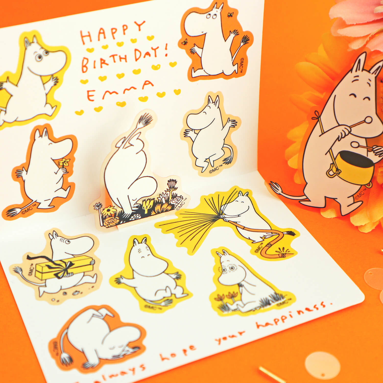 World Craft x Moomin Face Flake Stickers – Happy