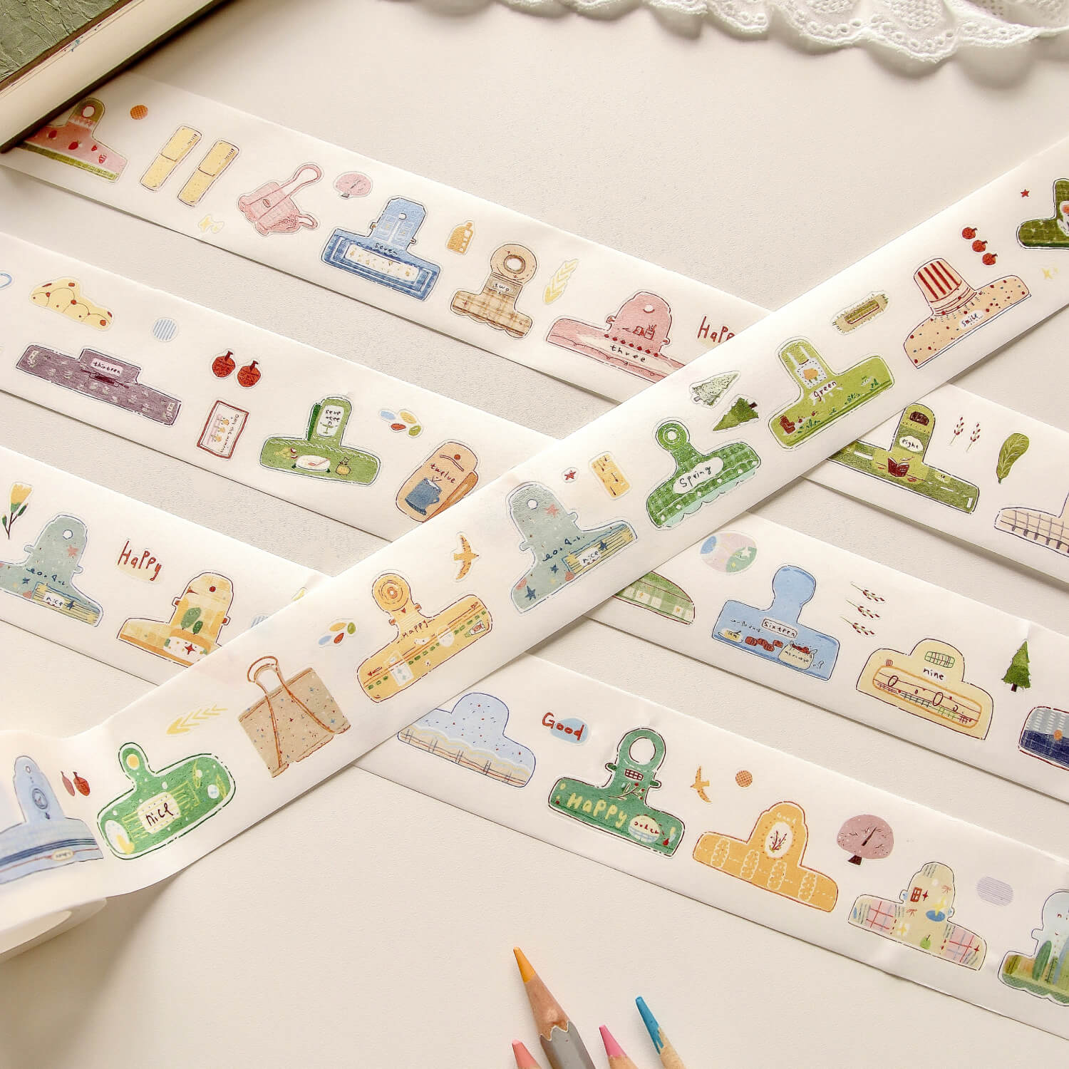 Zhiling Studio Kiss Cut Masking Tape - Lots of Clips