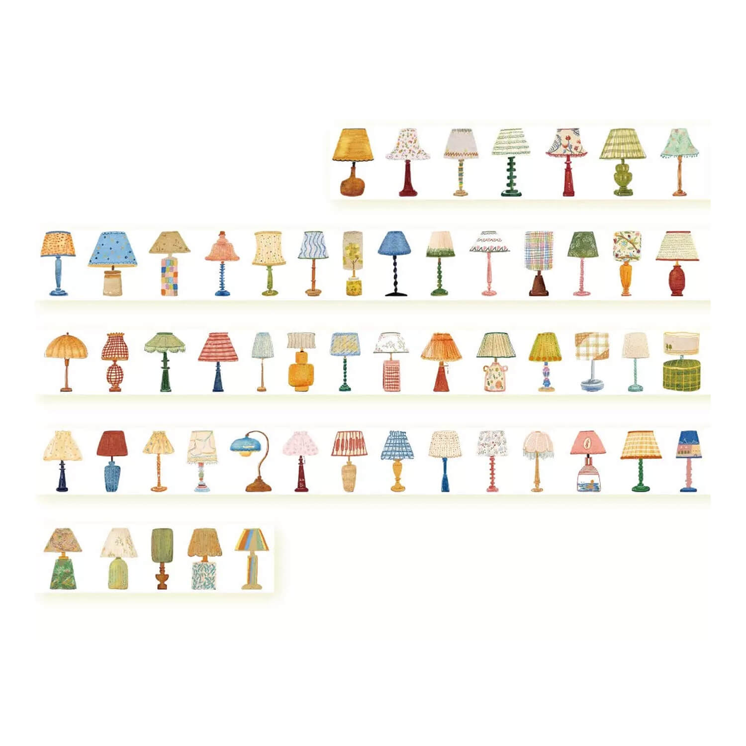 Zhiling Studio Kiss Cut Masking Tape - Lots of Lamps