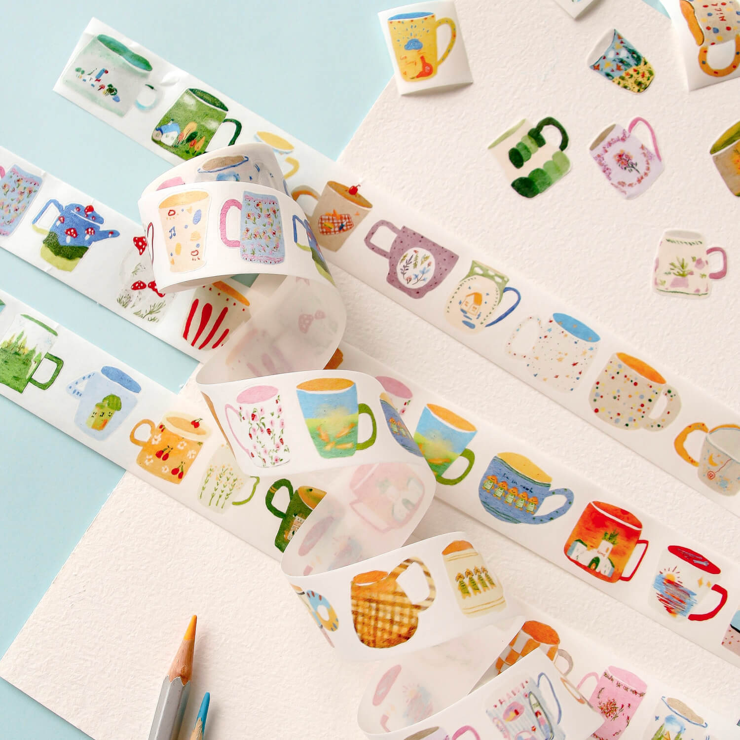 Zhiling Studio Kiss Cut Masking Tape - Lots of Mugs