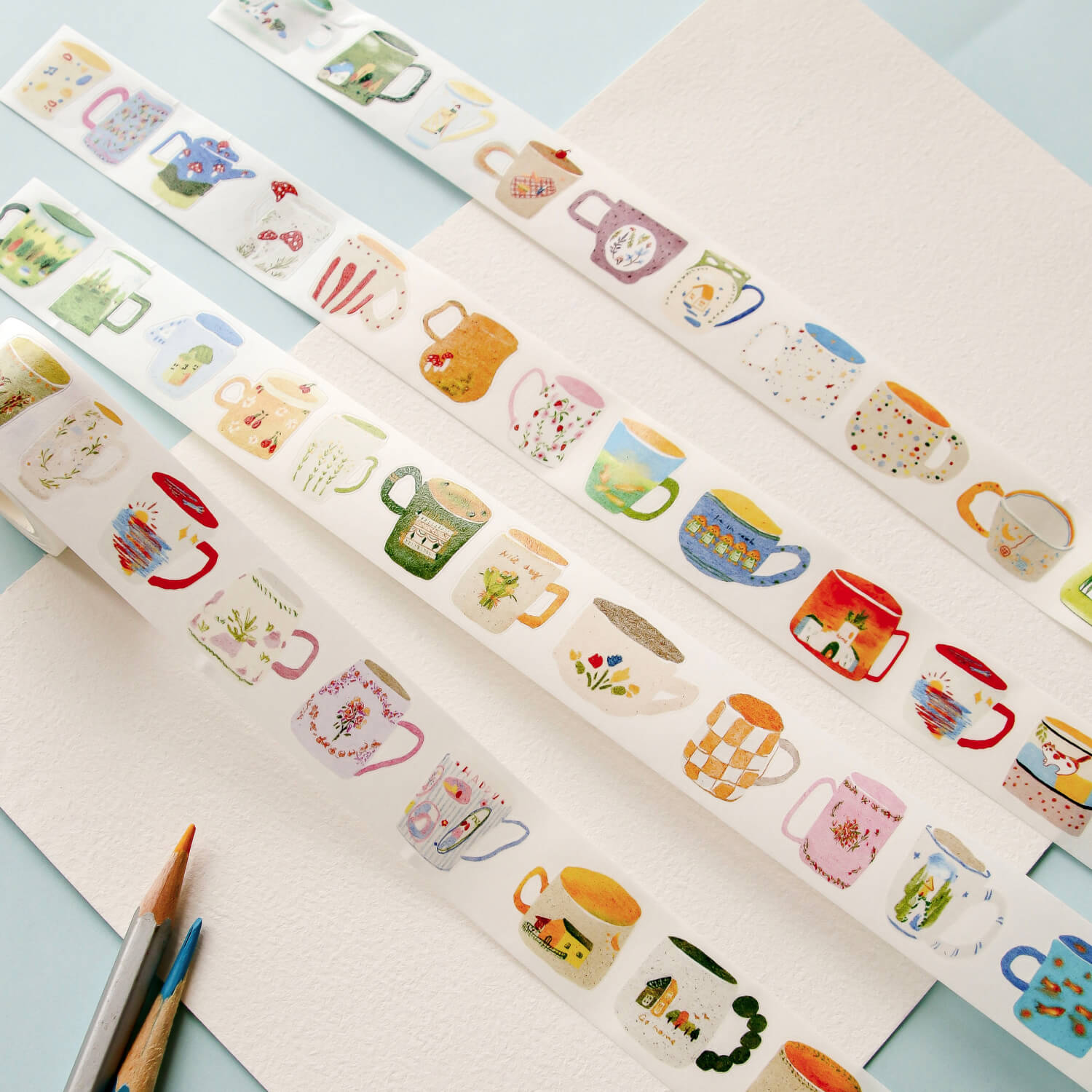 Zhiling Studio Kiss Cut Masking Tape - Lots of Mugs