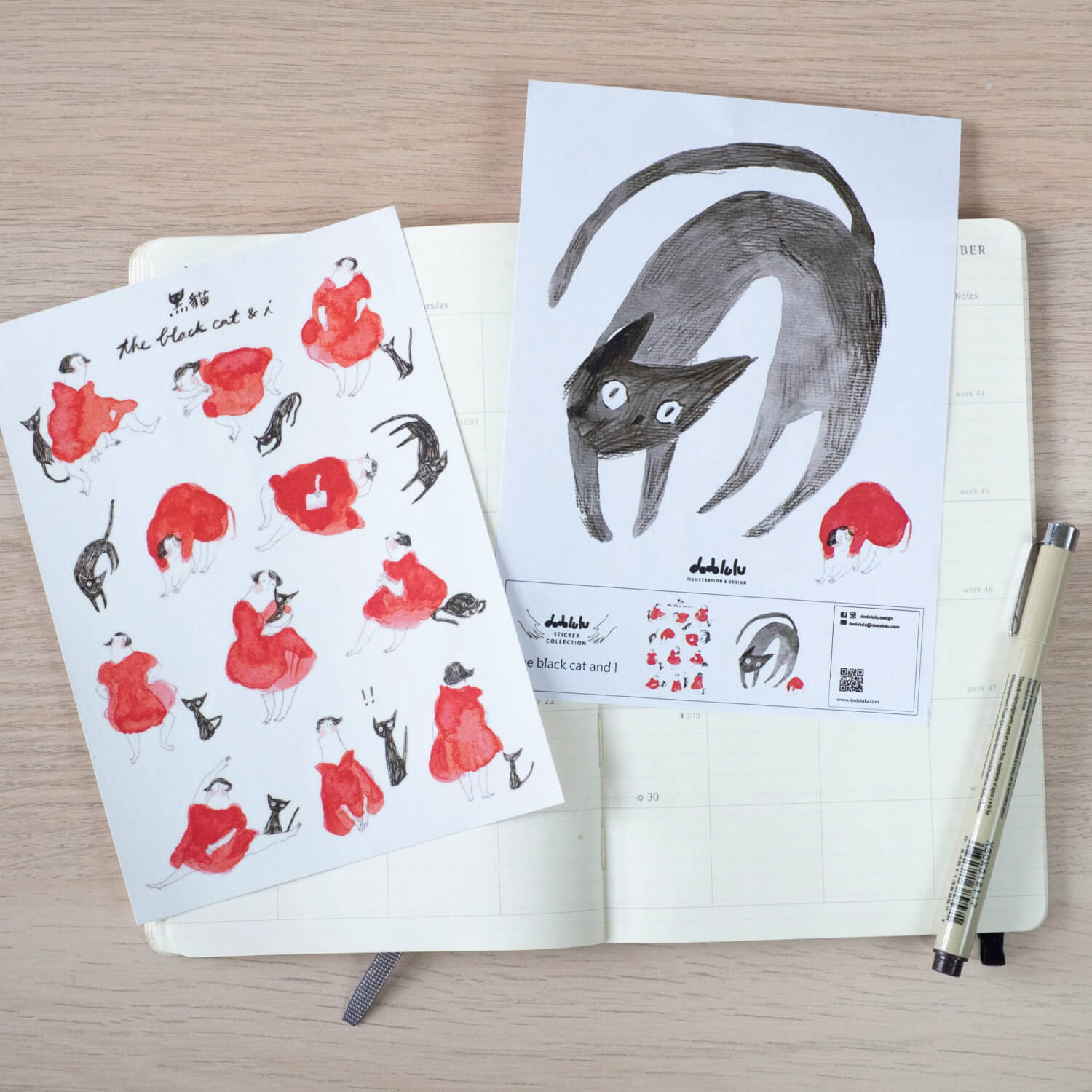 dodolulu Sticker Sheet - The Black Cat