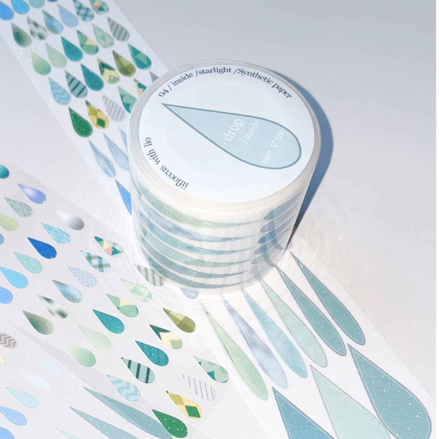 iifloccus Kiss Cut Glitter Masking Tape – Raindrop
