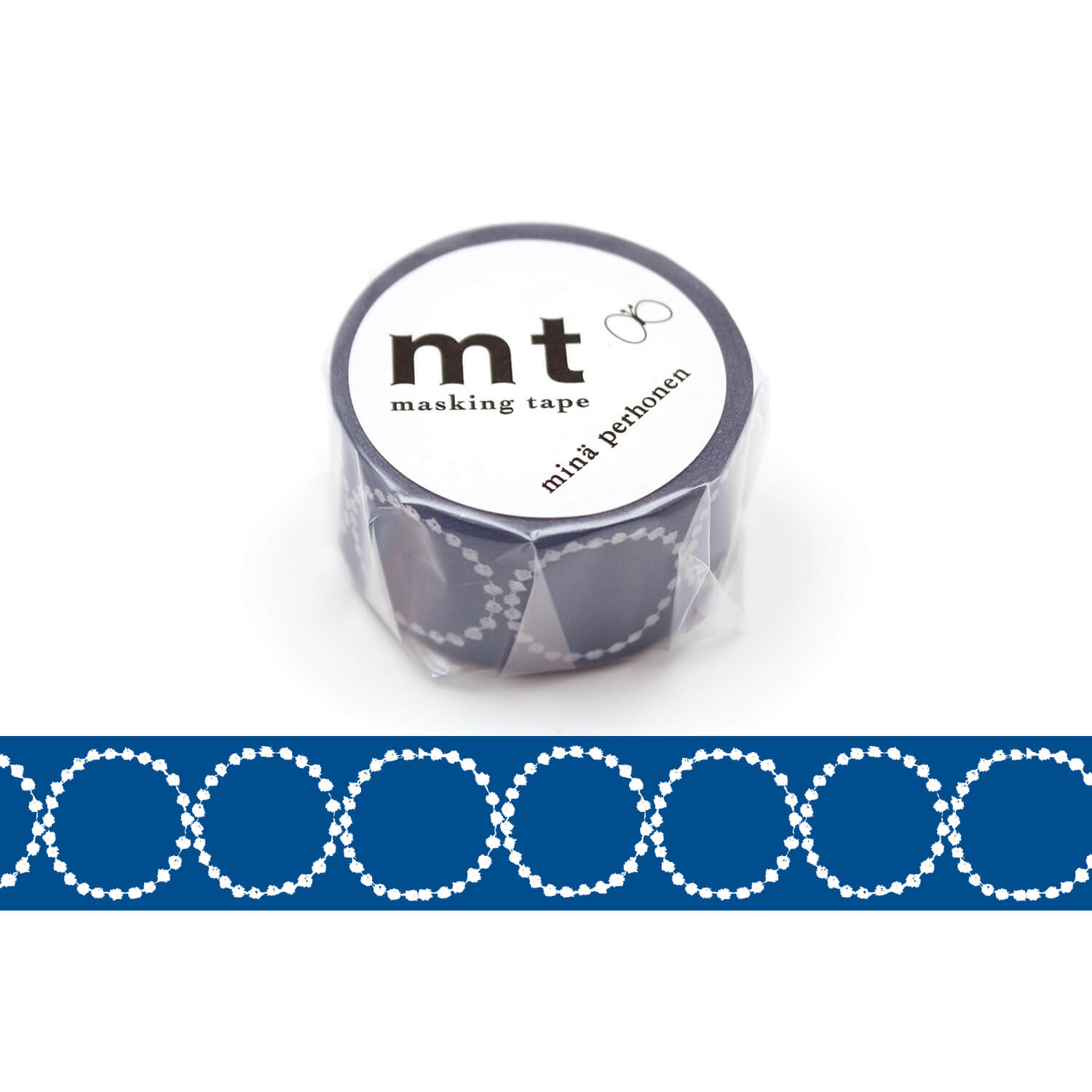 mt × Mina Perhonen Washi Tape – Tambourine Petit (navy)