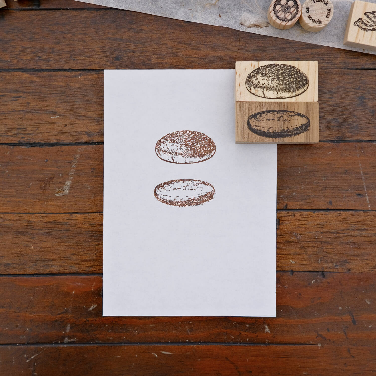 1dstamp Rubber Stamp – Hamburger Buns