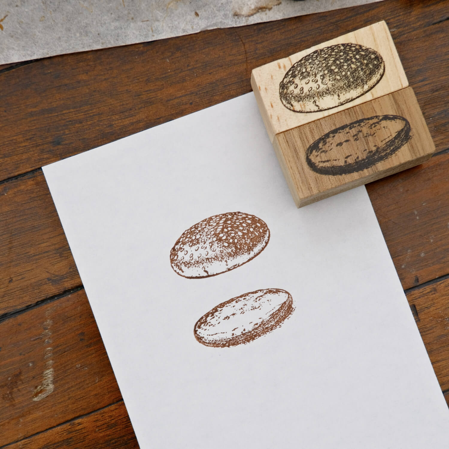 1dstamp Rubber Stamp – Hamburger Buns
