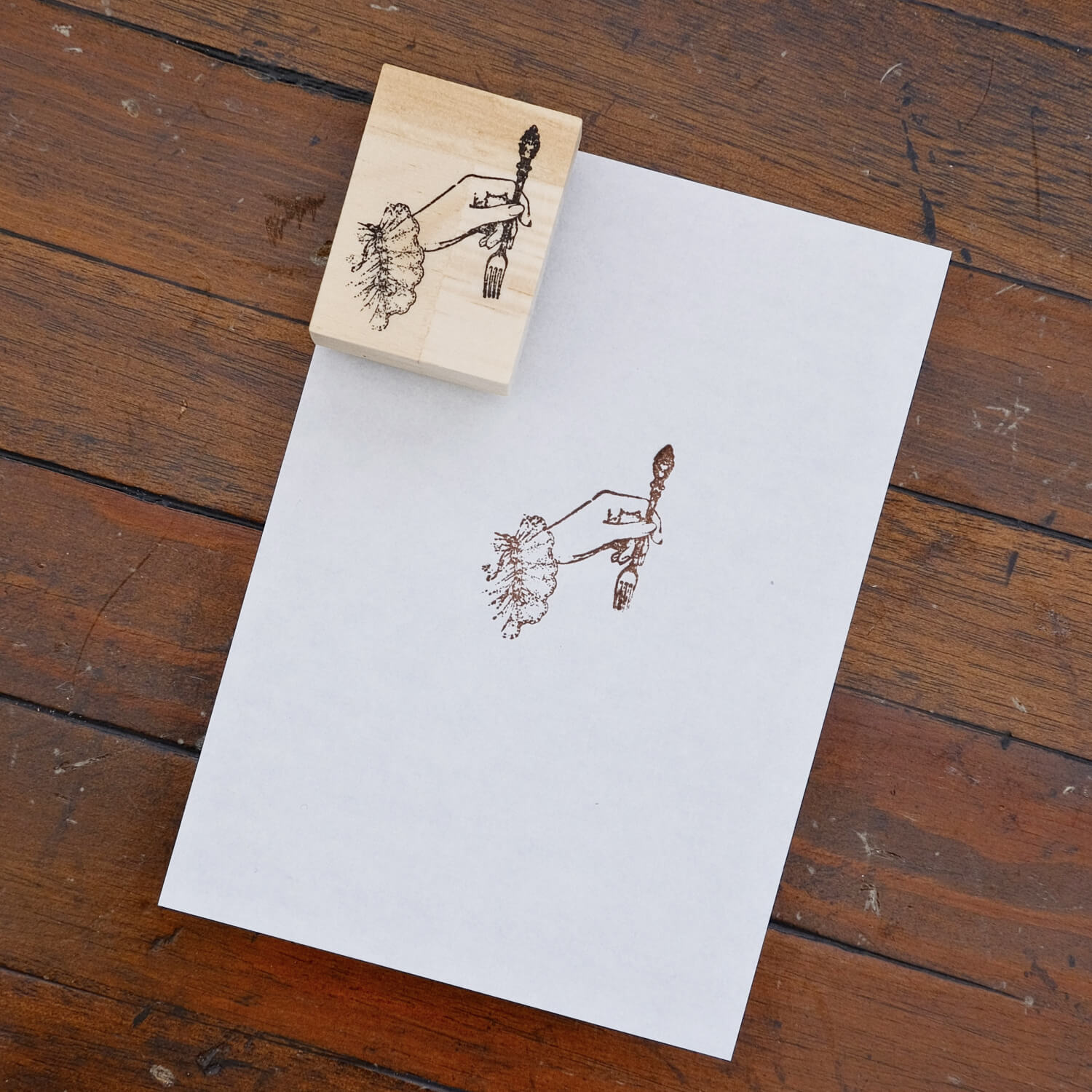 1dstamp Rubber Stamp – Hand with Fork