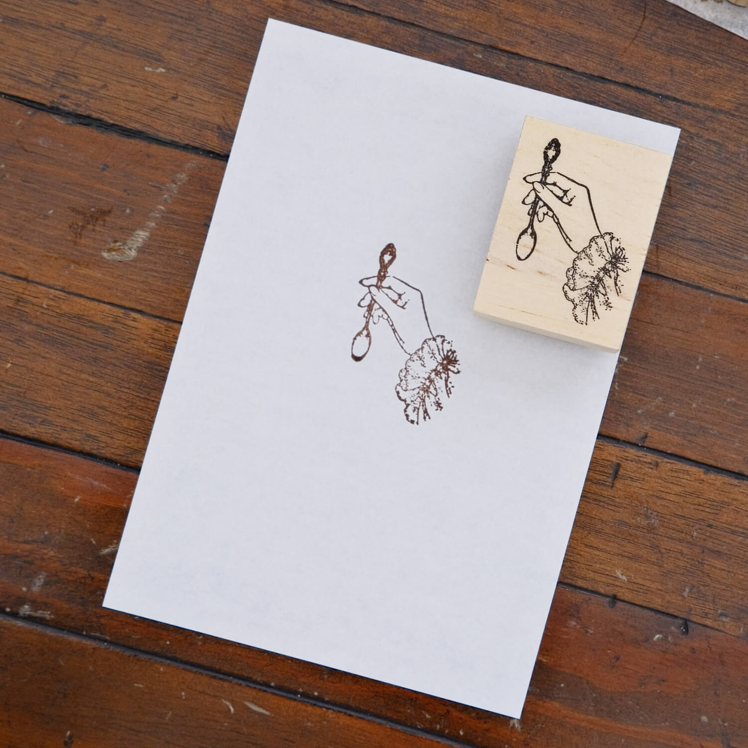 1dstamp Rubber Stamp – Hand with Spoon