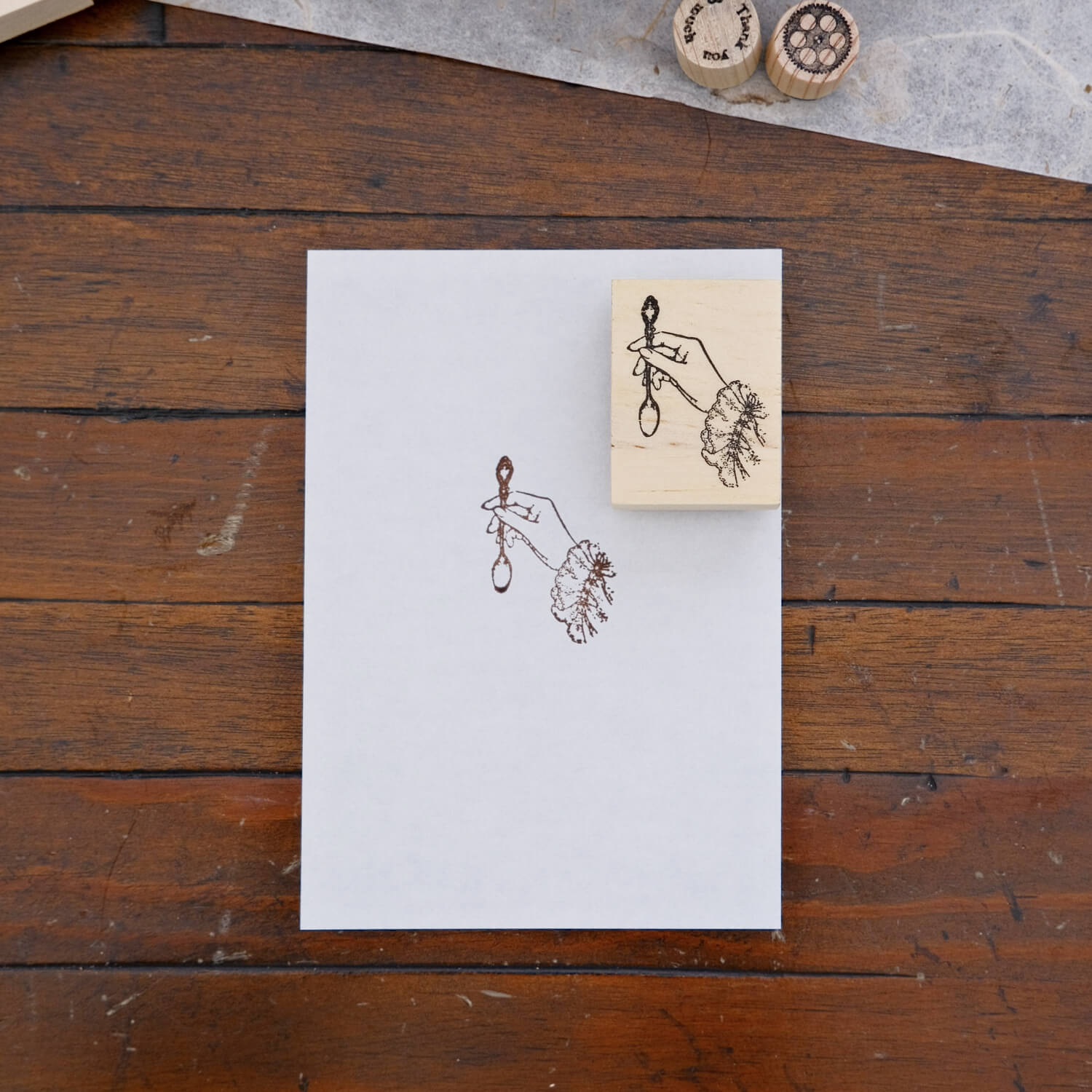 1dstamp Rubber Stamp – Hand with Spoon