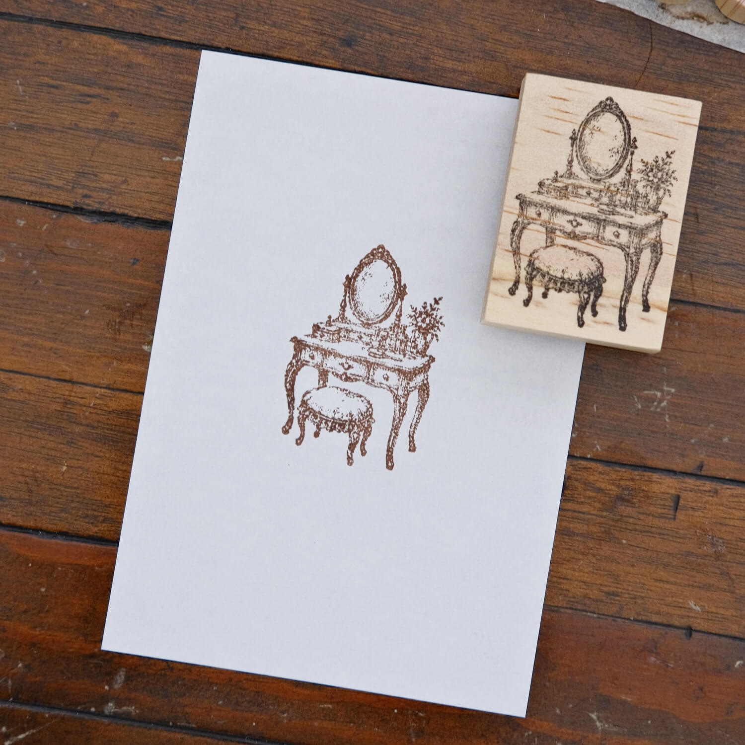 1dstamp Rubber Stamp – Vintage Vanity Table
