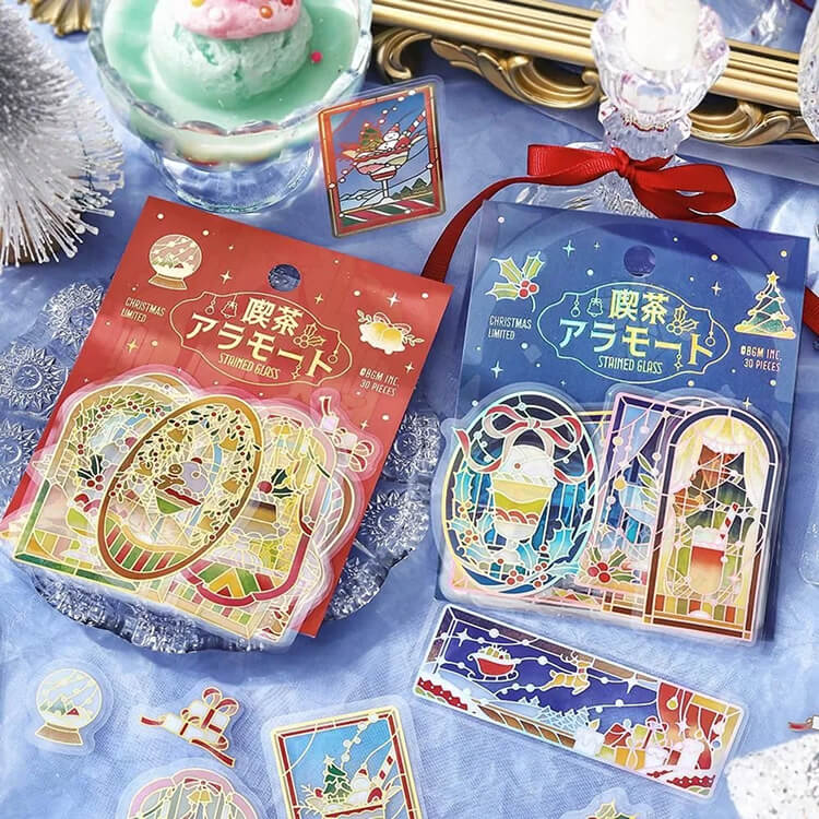 (2025 Winter Limited) BGM Clear Stickers – Café à la Mode: Stained Glass Series – Christmas Glow