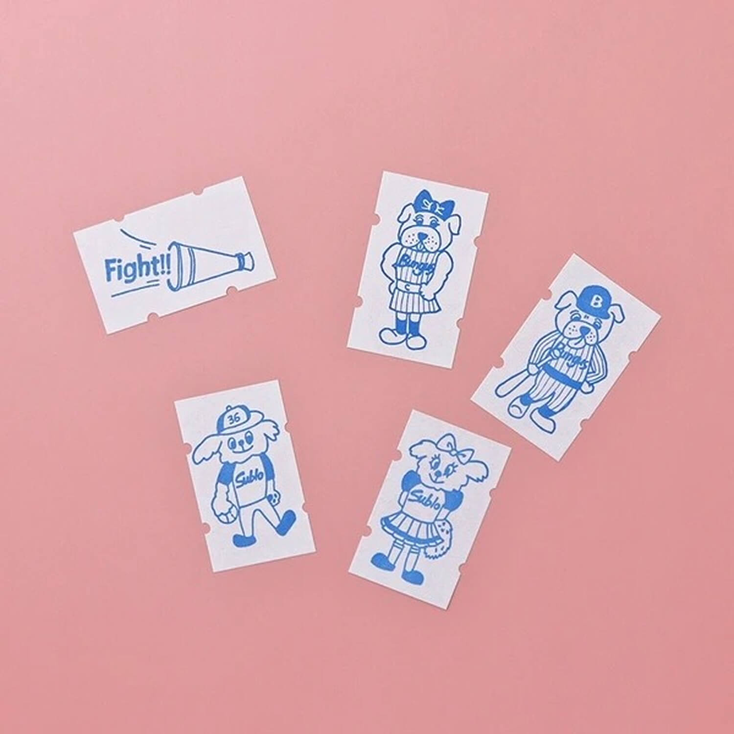 36 Sublo x Shiho Hoshino Large Labeler Roll Stickers – Dog Baseball Team Mascots