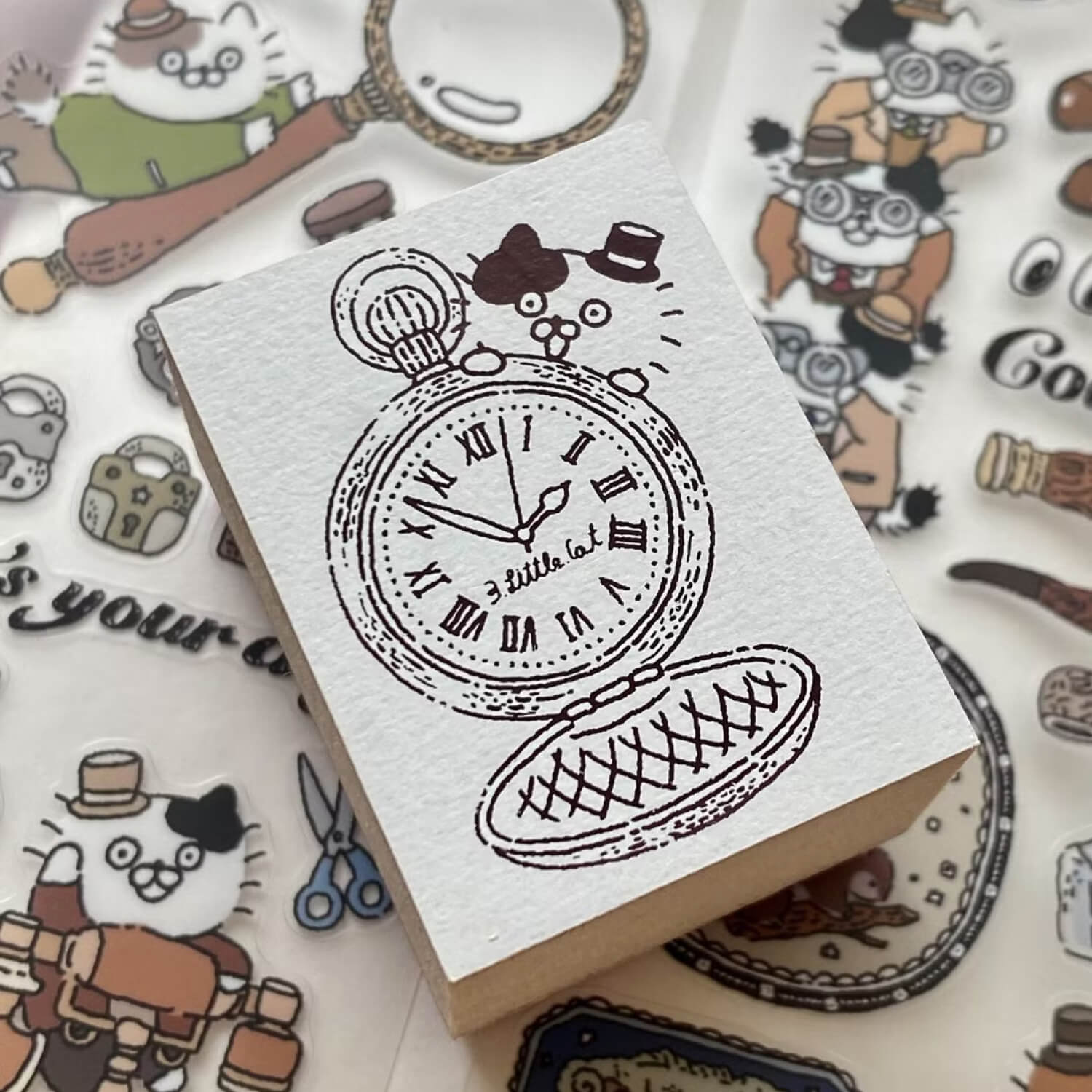 3 Little Cats Wood Mount Stamp – Retro Detective Agency