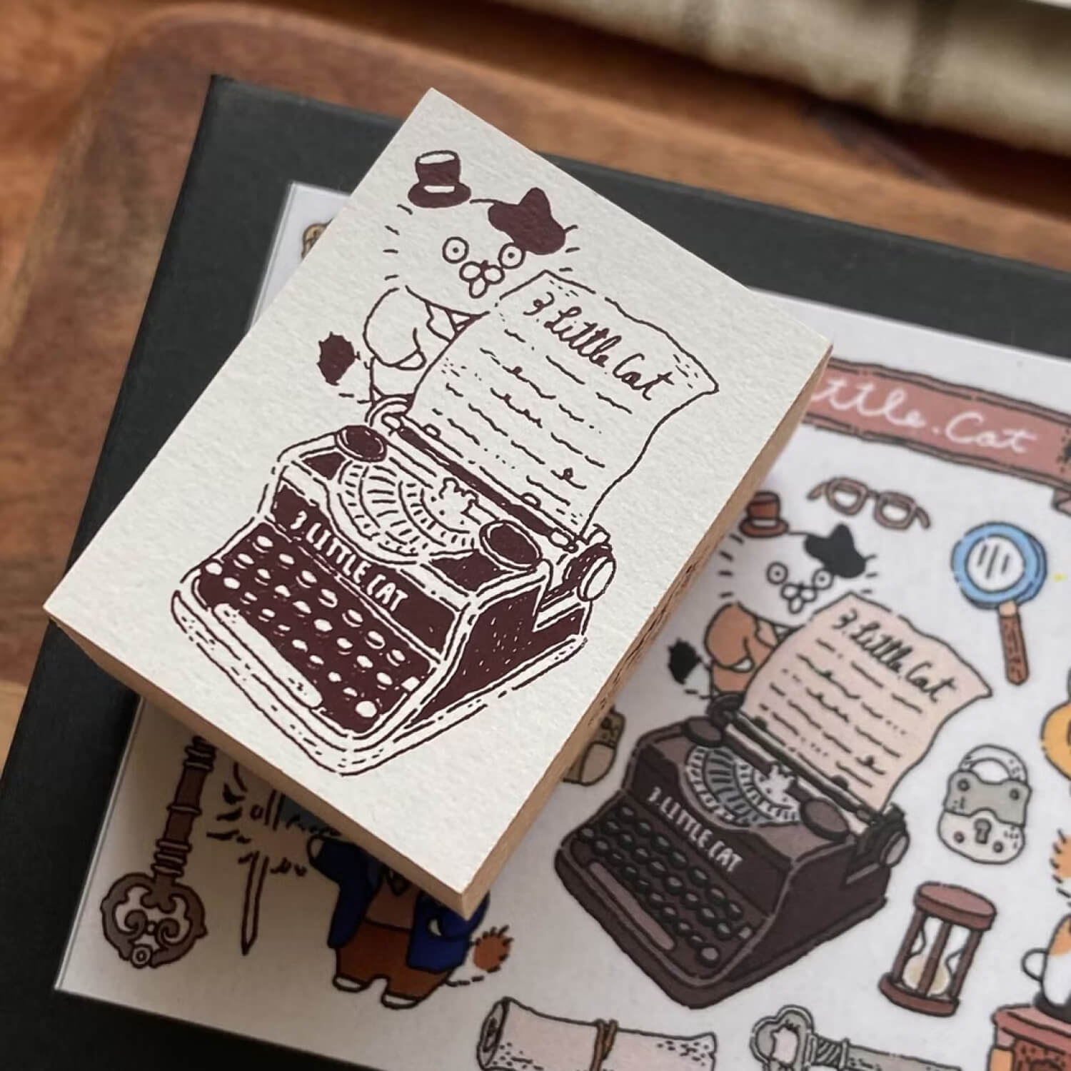 3 Little Cats Wood Mount Stamp – Retro Detective Agency