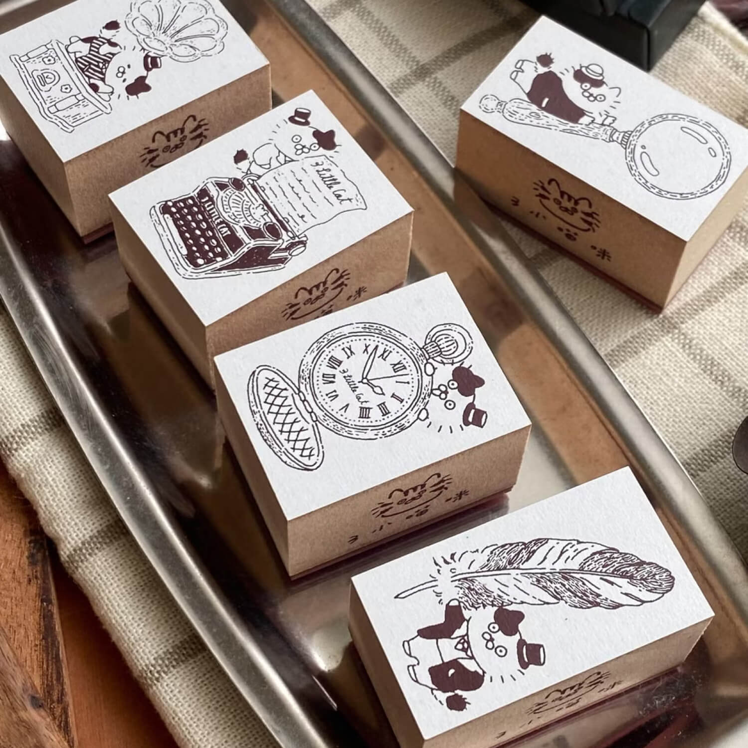 3 Little Cats Wood Mount Stamp – Retro Detective Agency