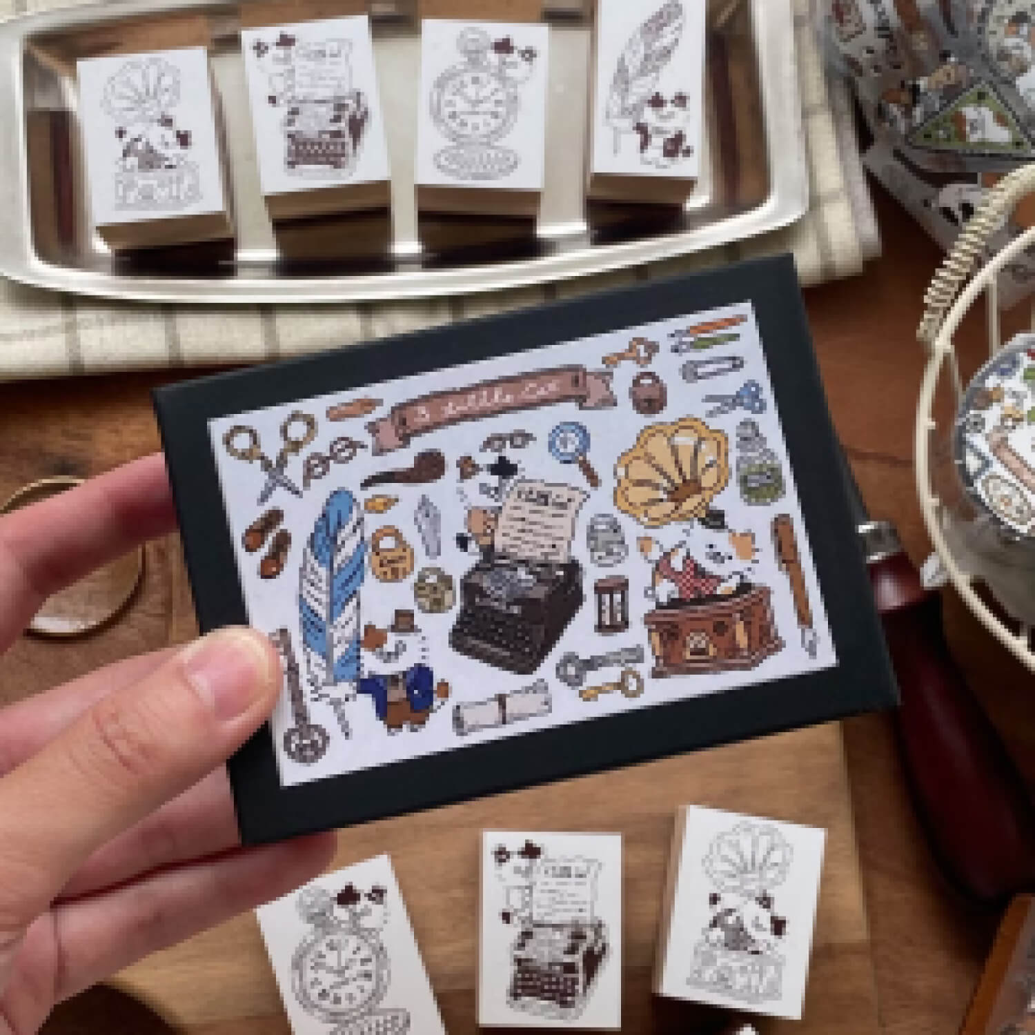 3 Little Cats Wood Mount Stamp – Retro Detective Agency
