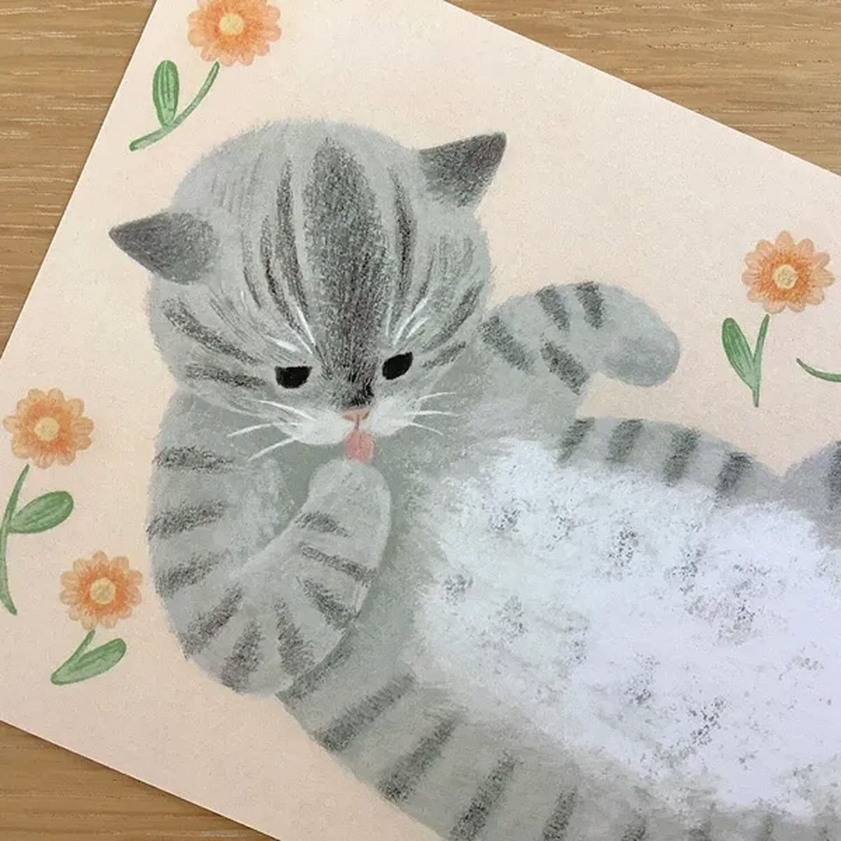 4 legs Rub My Belly Postcard – Mackerel Tabby