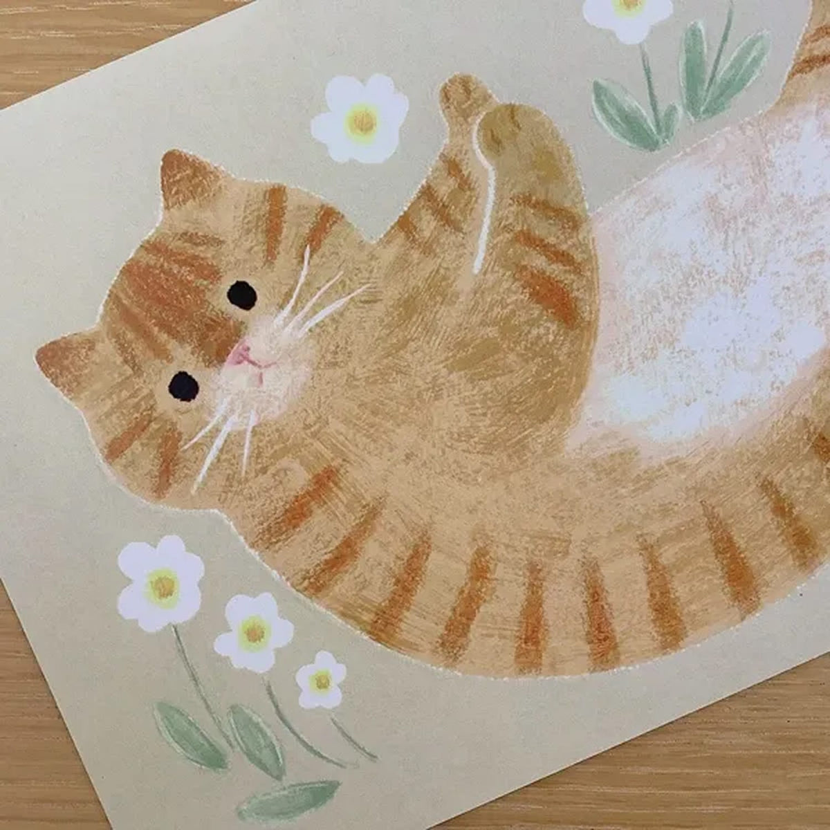 4 legs Rub My Belly Postcard – Orange Tabby