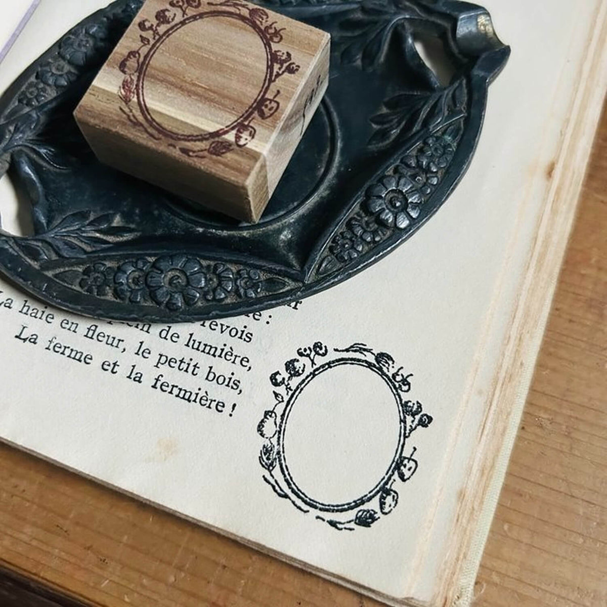 589stamp Rubber Stamp - Flower and Fruit Frame