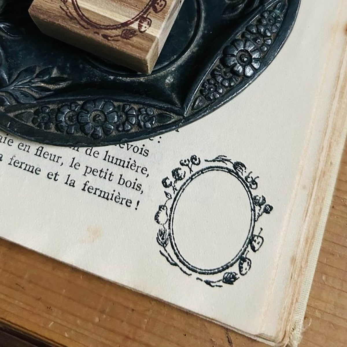 589stamp Rubber Stamp - Flower and Fruit Frame