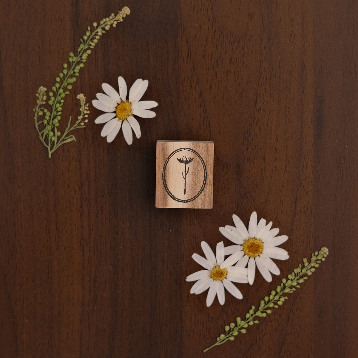 589stamp Rubber Stamp - Single Flower (Oval Frame)