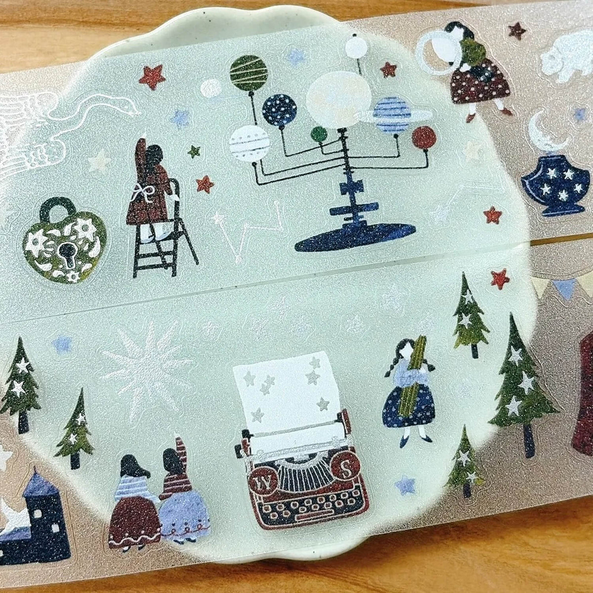 63penhouse Silver Foiled Glitter cut PET Tape – Starry Whisper