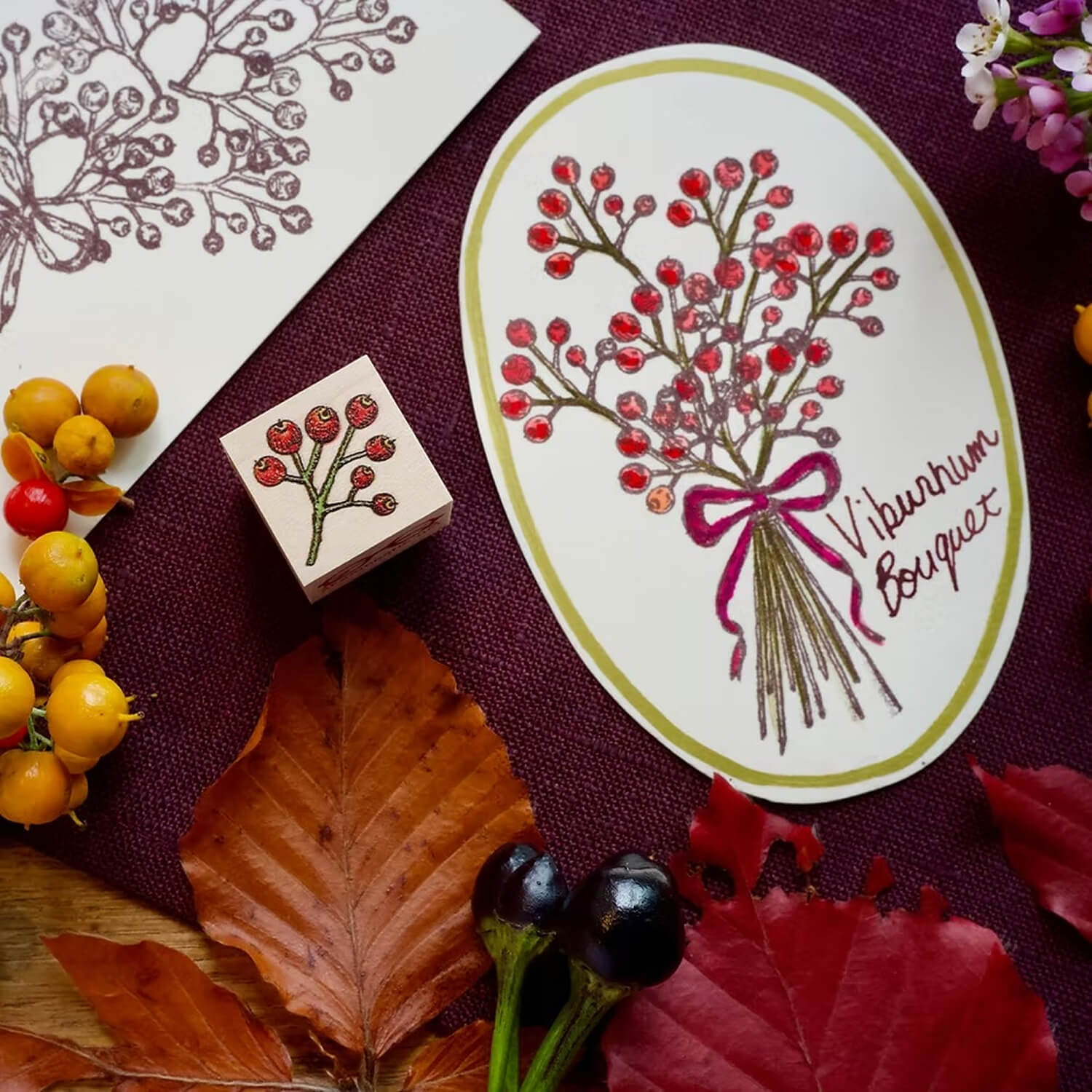 Akamegane Wood Mount Stamp Set – Lady C’s Collection: Autumn Bouquet