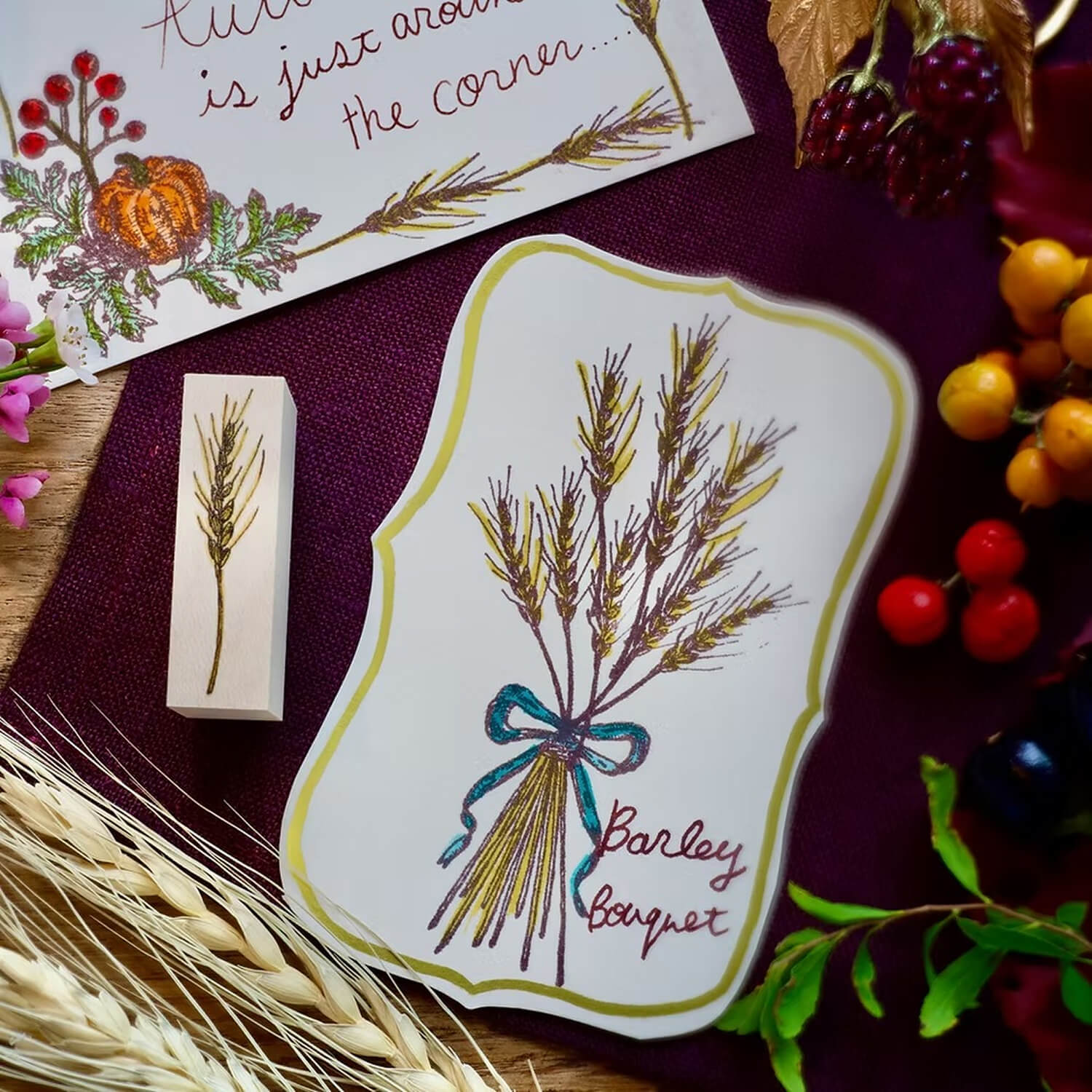 Akamegane Wood Mount Stamp Set – Lady C’s Collection: Autumn Bouquet