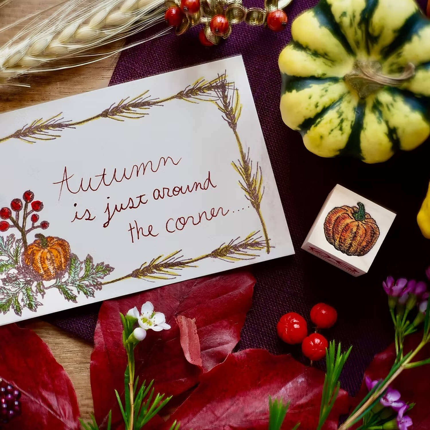 Akamegane Wood Mount Stamp Set – Lady C’s Collection: Autumn Bouquet