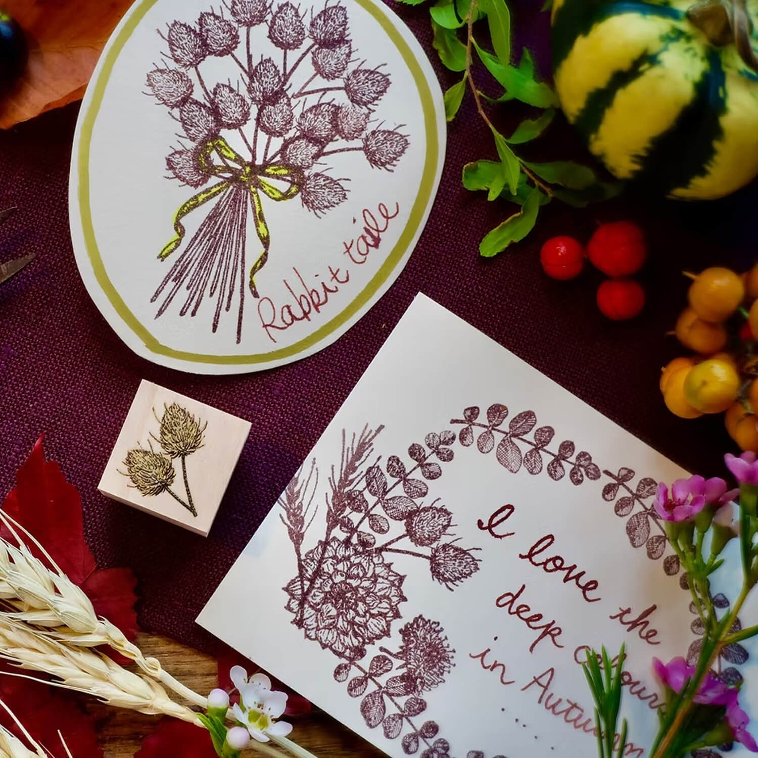 Akamegane Wood Mount Stamp Set – Lady C’s Collection: Autumn Bouquet