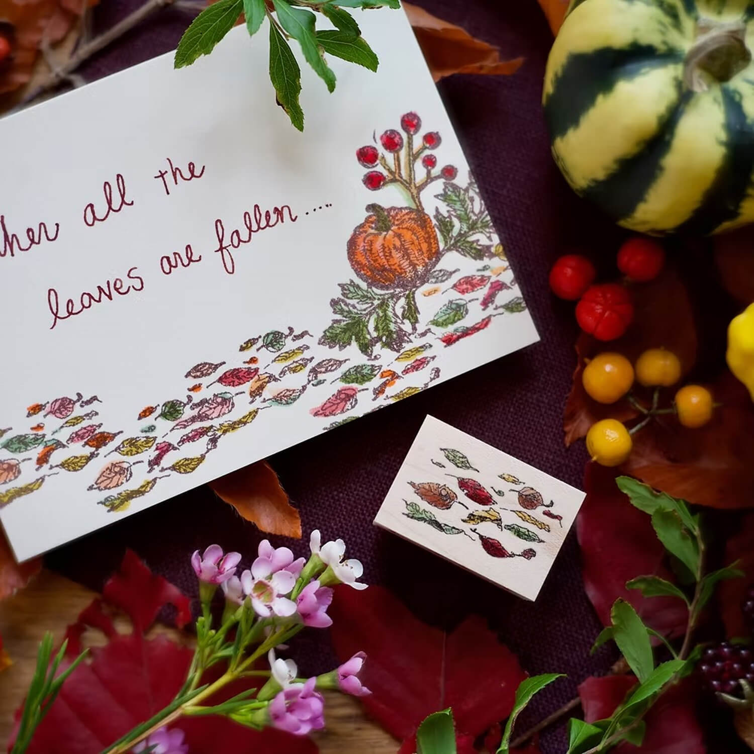 Akamegane Wood Mount Stamp Set – Lady C’s Collection: Autumn Bouquet