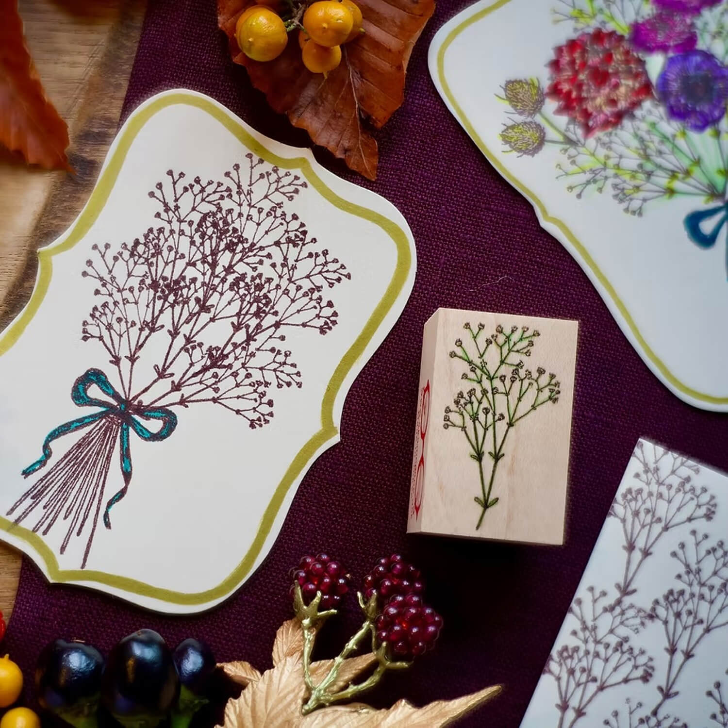 Akamegane Wood Mount Stamp Set – Lady C’s Collection: Autumn Bouquet