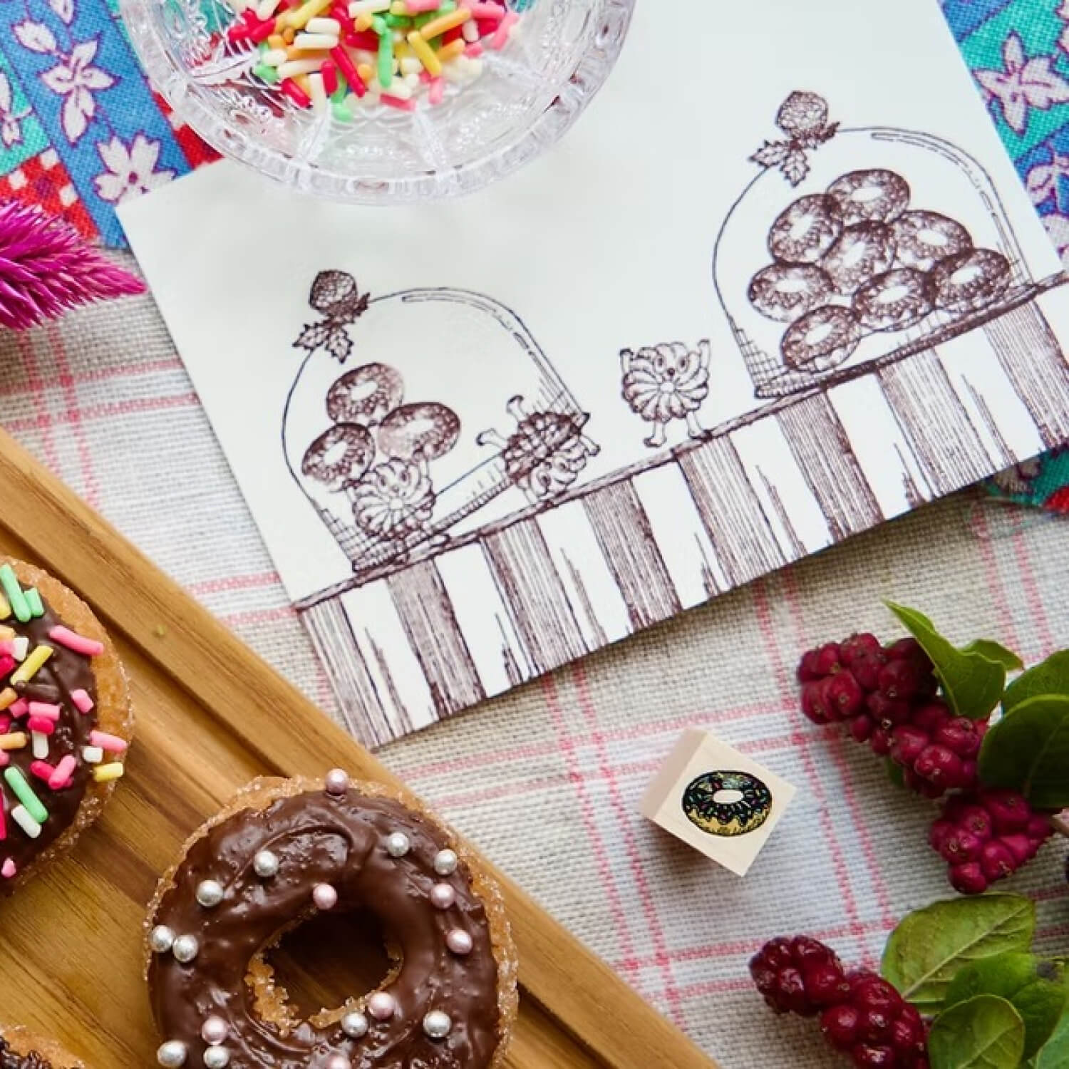 Akamegane Wood Mount Stamp – Chocolate Doughnut