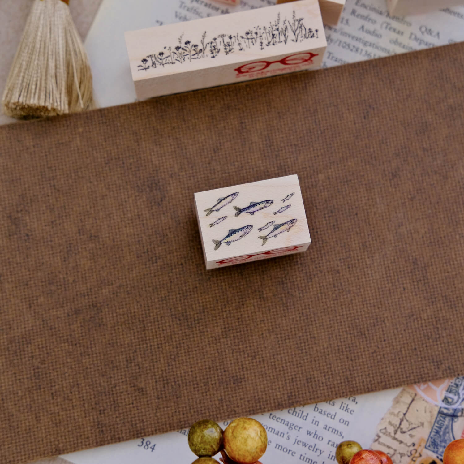 Akamegane Wood Mount Stamp – Horde of Sardines