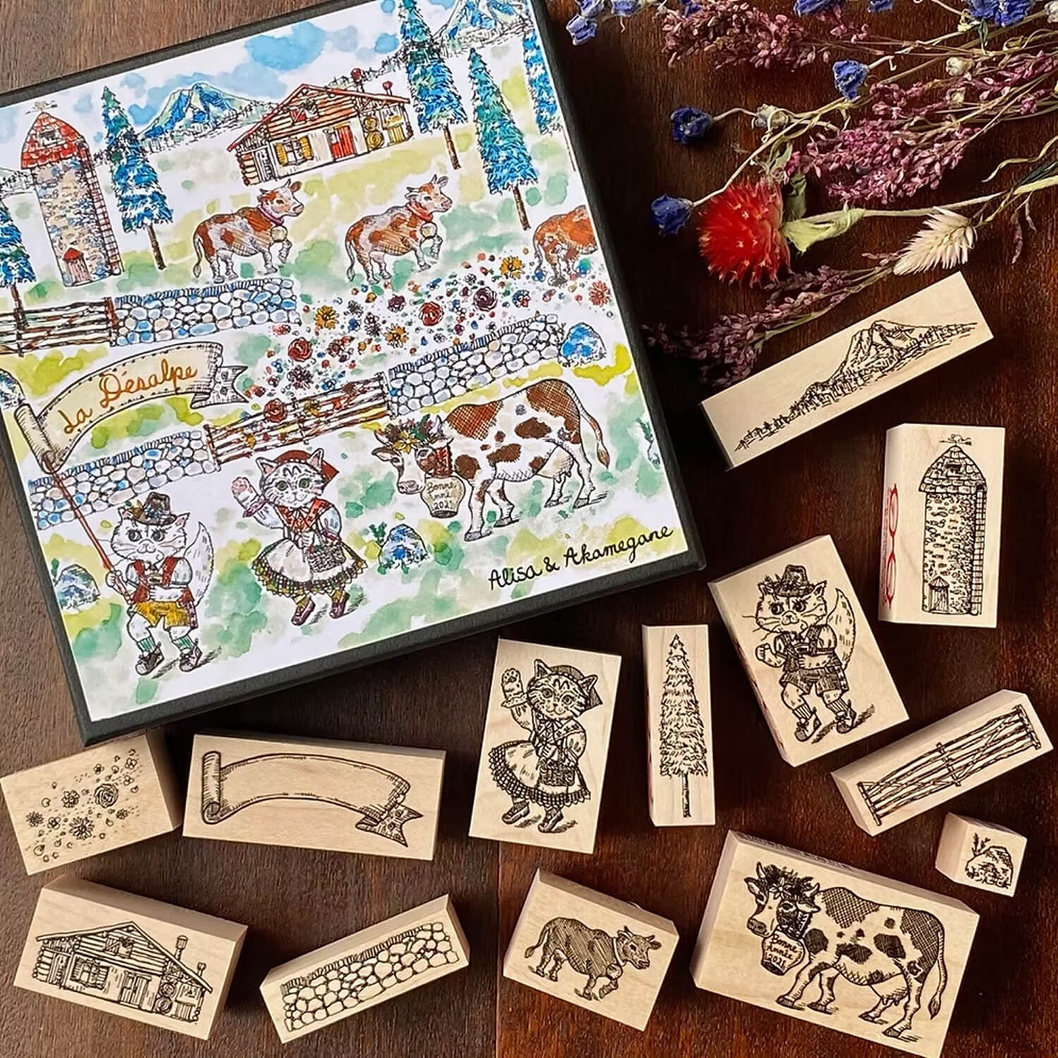 Akamegane Wood Mount Stamp – Mountain Silo