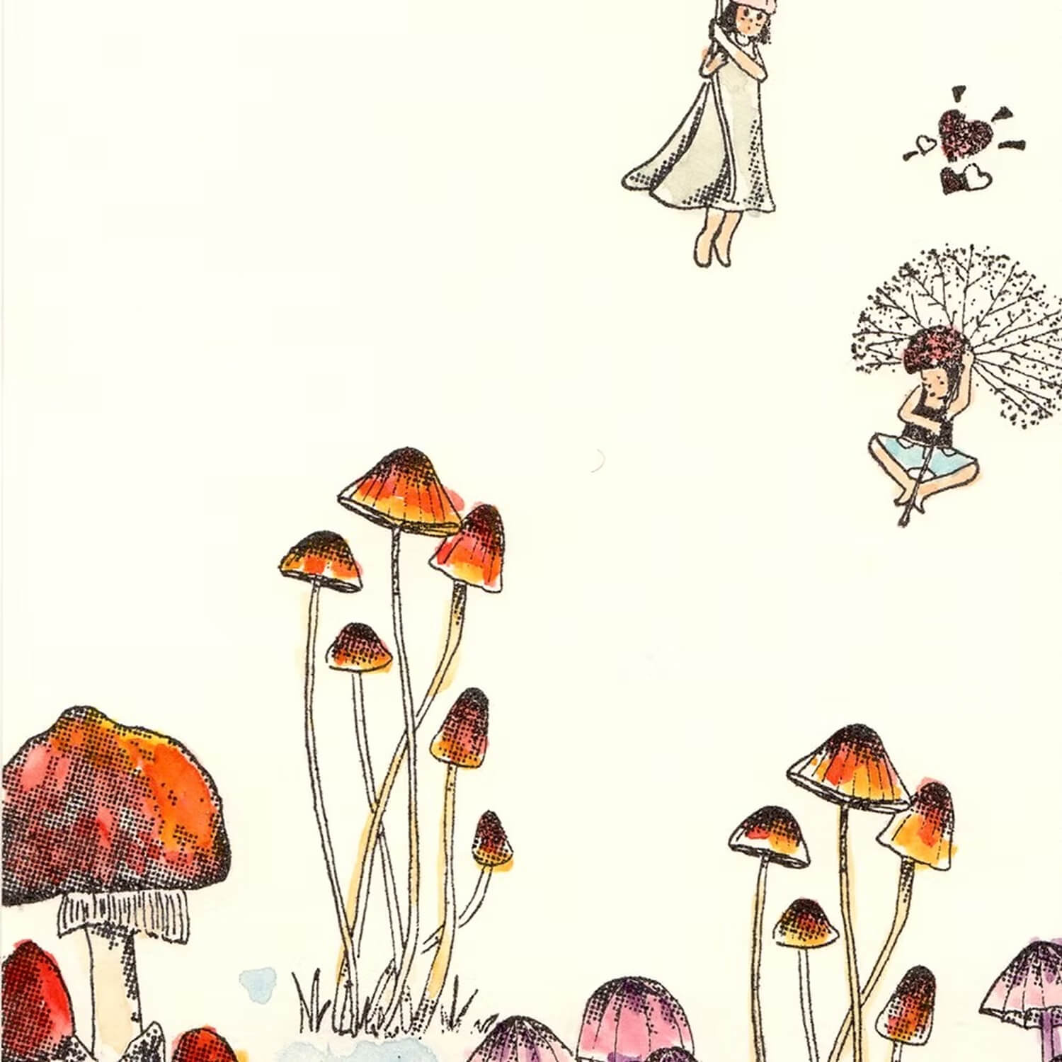 Akamegane Wood Mount Stamp – Orange Bonnet Mushroom