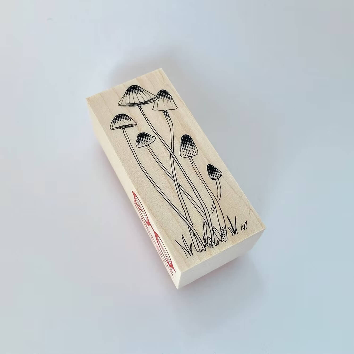 Akamegane Wood Mount Stamp – Orange Bonnet Mushroom