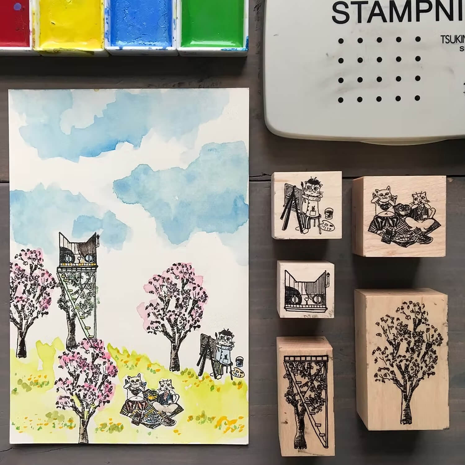 Akamegane Wood Mount Stamp – Painter Dali
