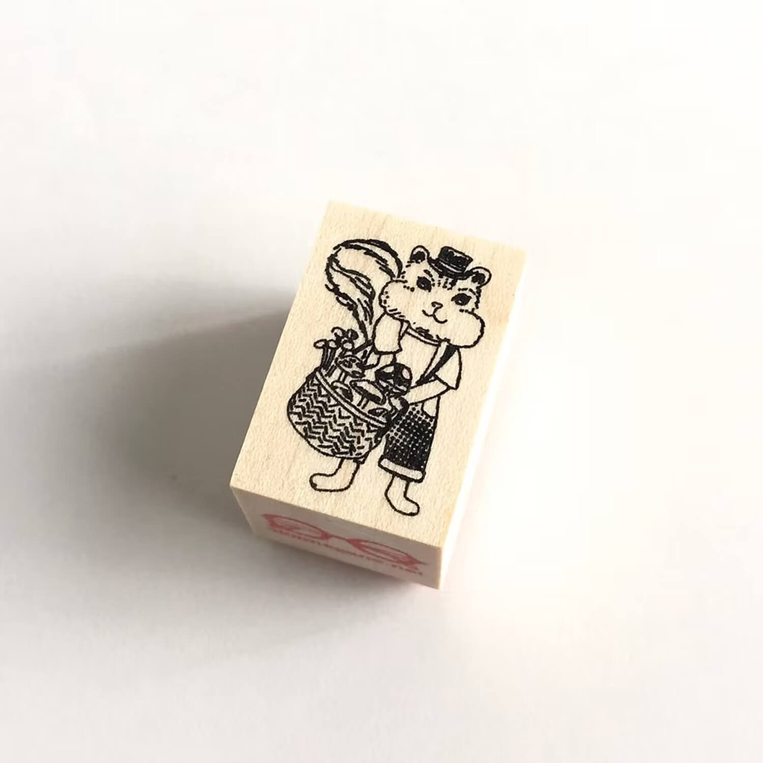 Akamegane Wood Mount Stamp – Peanut the Squirrel