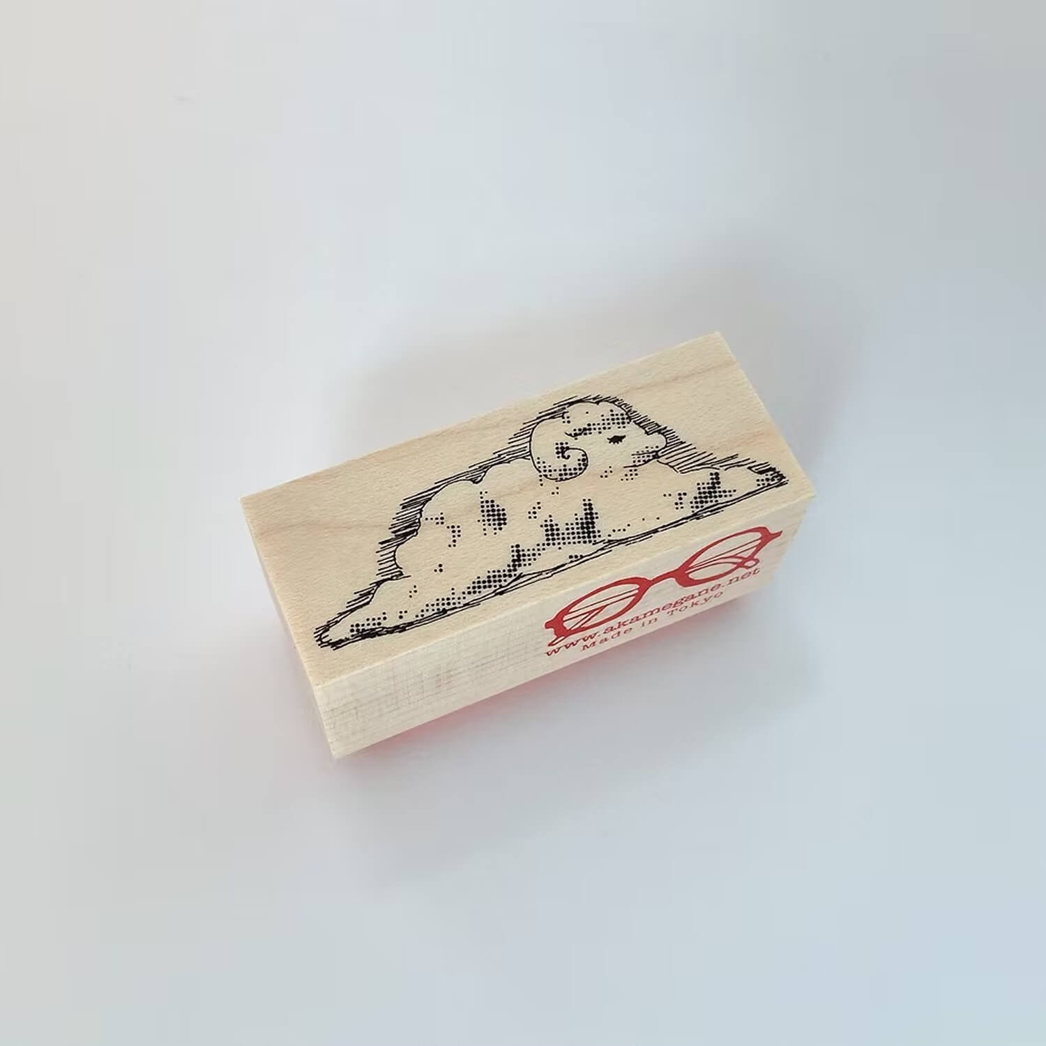 Akamegane Wood Mount Stamp – Sheep Cloud