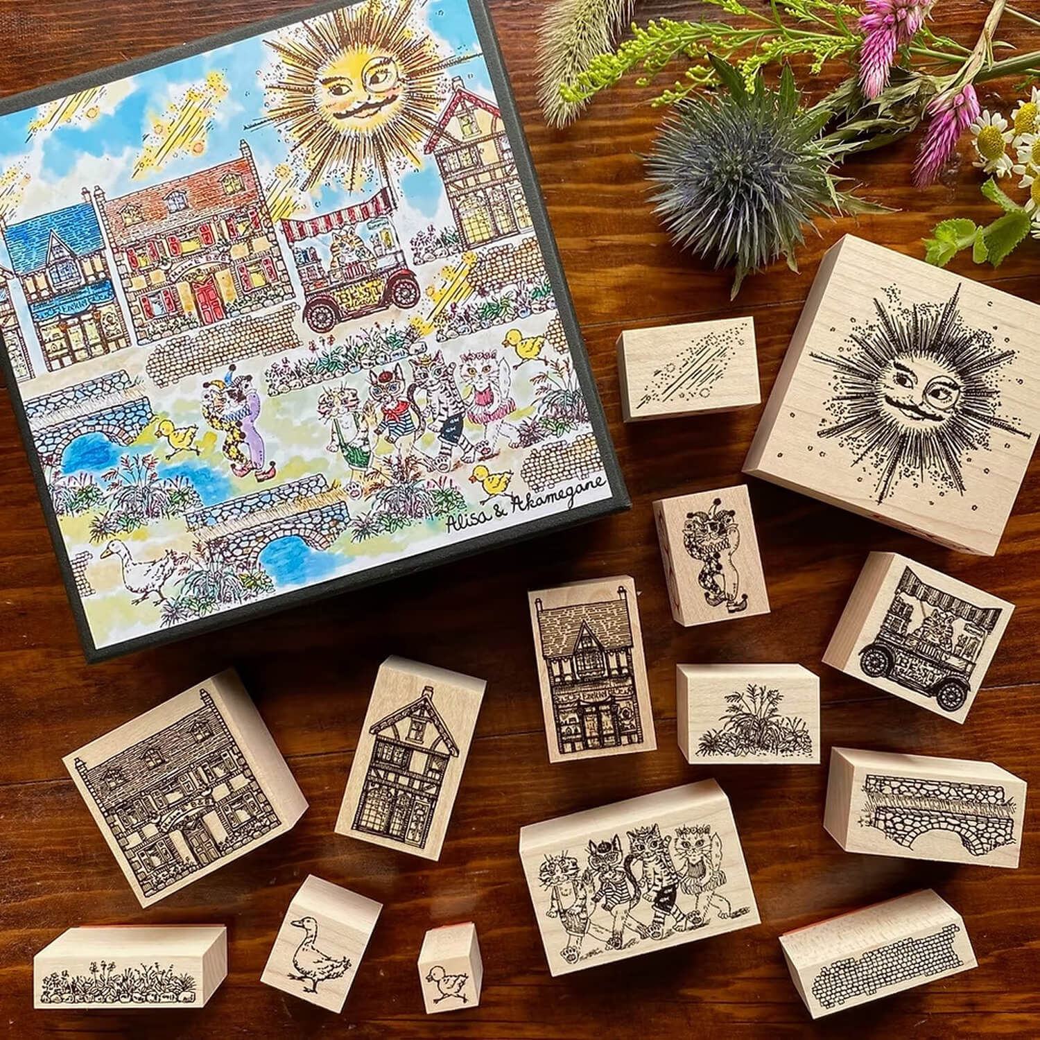 Akamegane Wood Mount Stamp – Sunshine