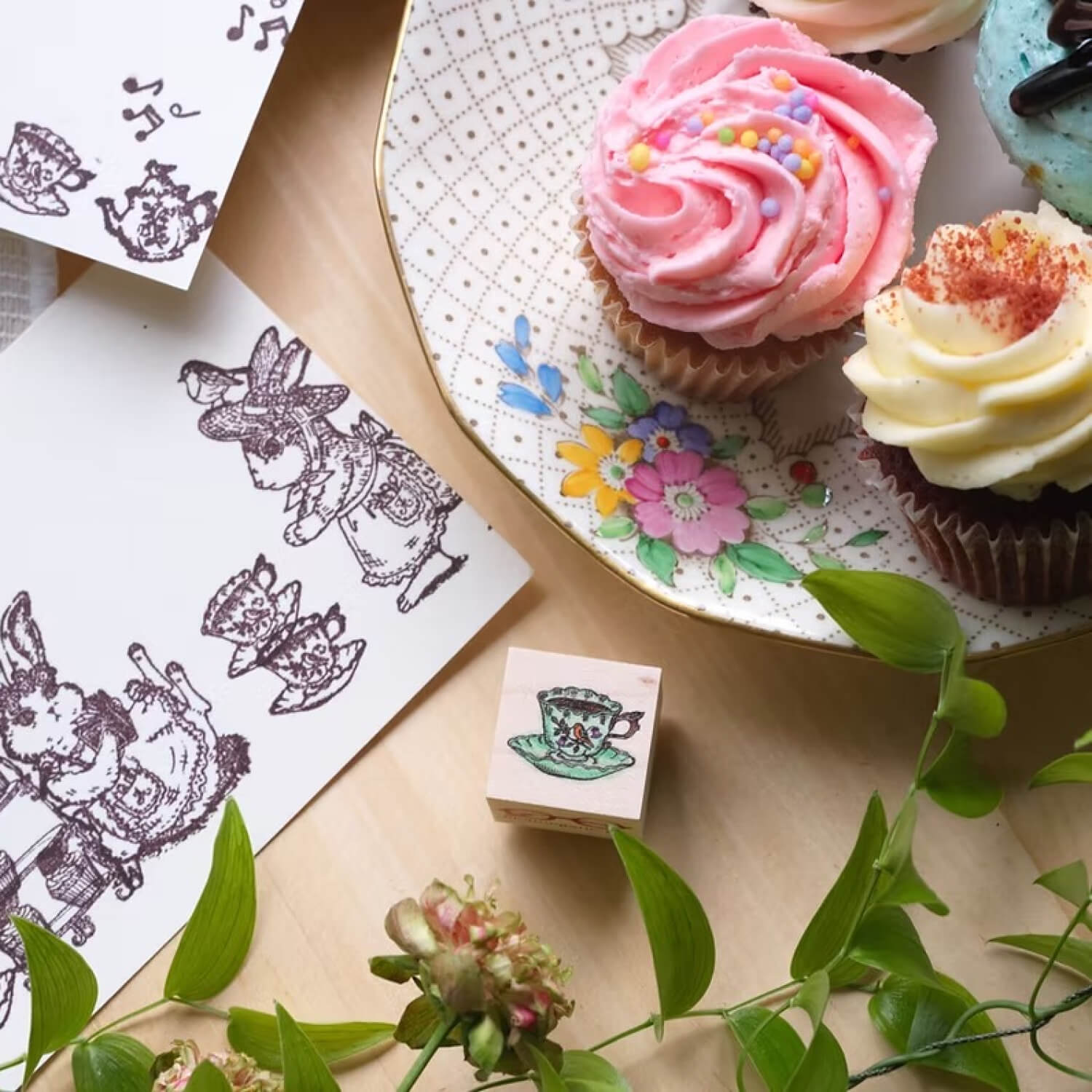 Akamegane Wood Mount Stamp – Teacup