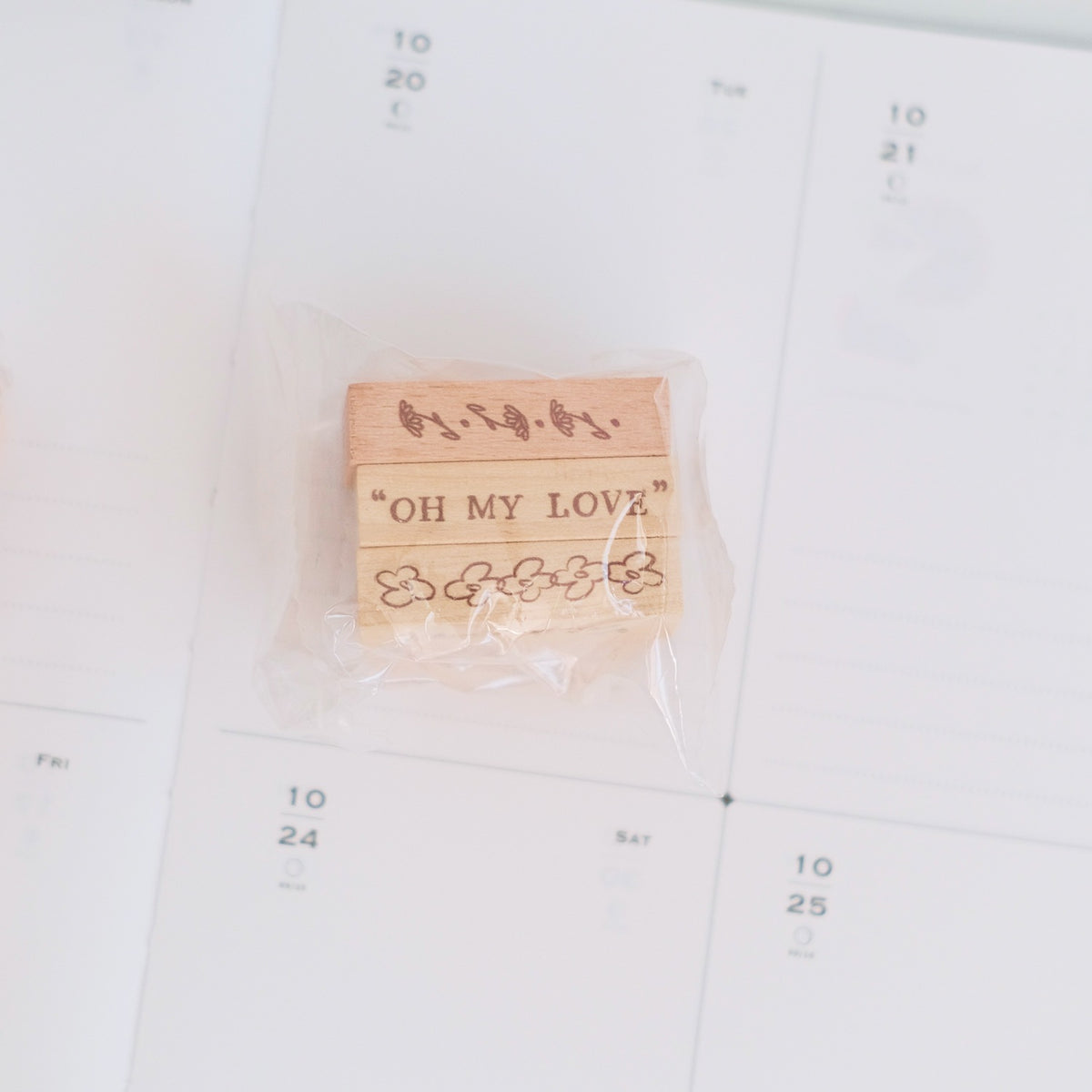 A kind of café Journal Text Stamp - Oh My Love Flowers Set (3 pcs)